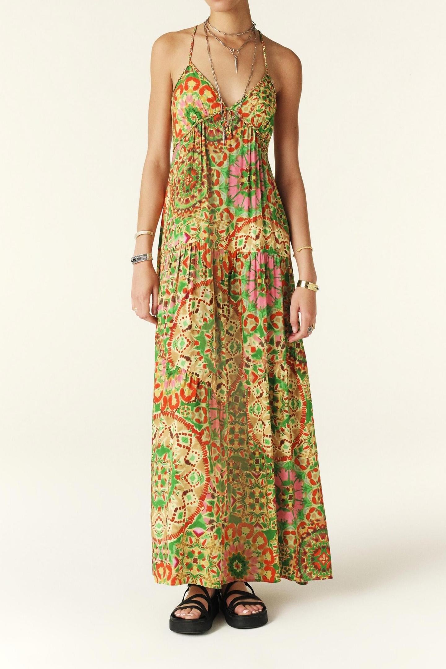 BA&SH Long Dress Vert Maat: XL | Maxi Jurken Outlet | Dames | Groen