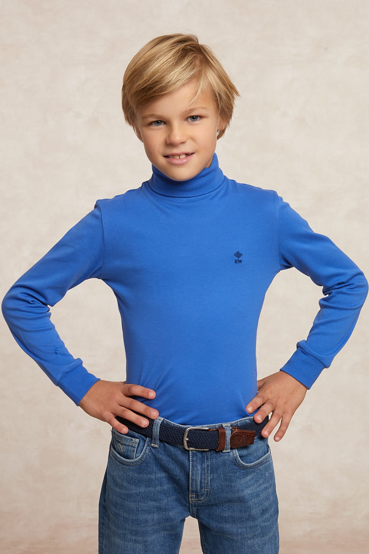 River Woods Basic Roll Neck T-shirt Blue Maat: 14 | T-Shirts Outlet | kids | Blauw