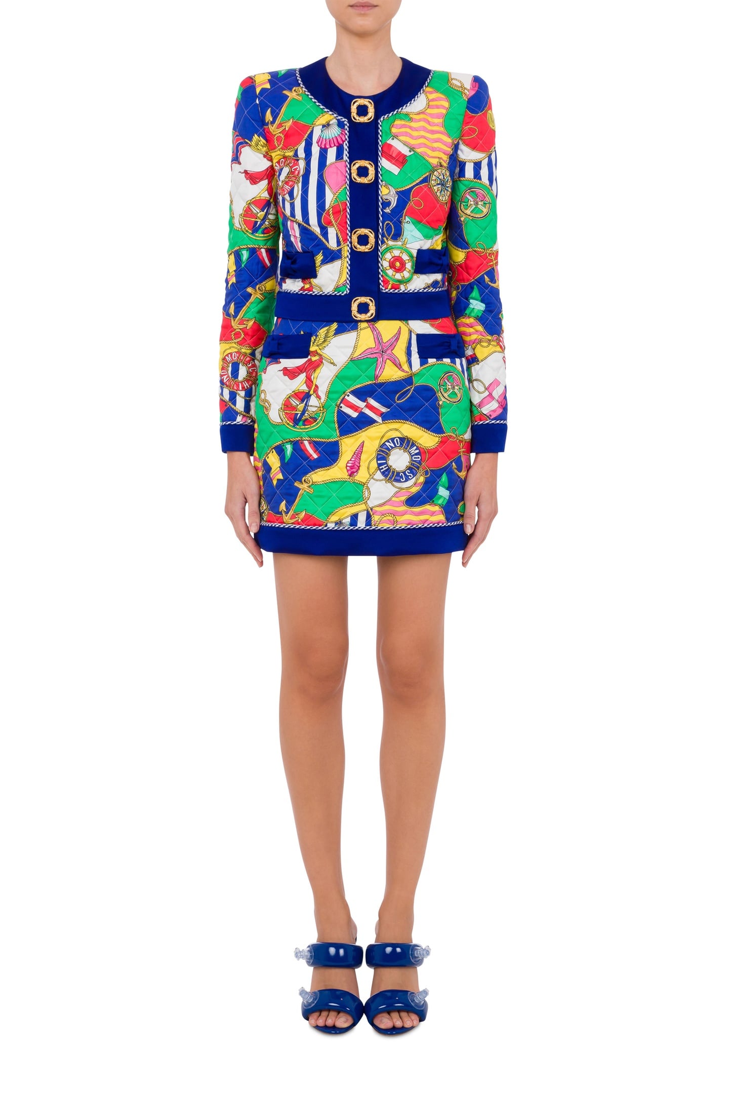 Moschino Allover Nautical Silk Twill Jacket Blue Maat: 40 | Blazers Outlet | Dames | Blauw