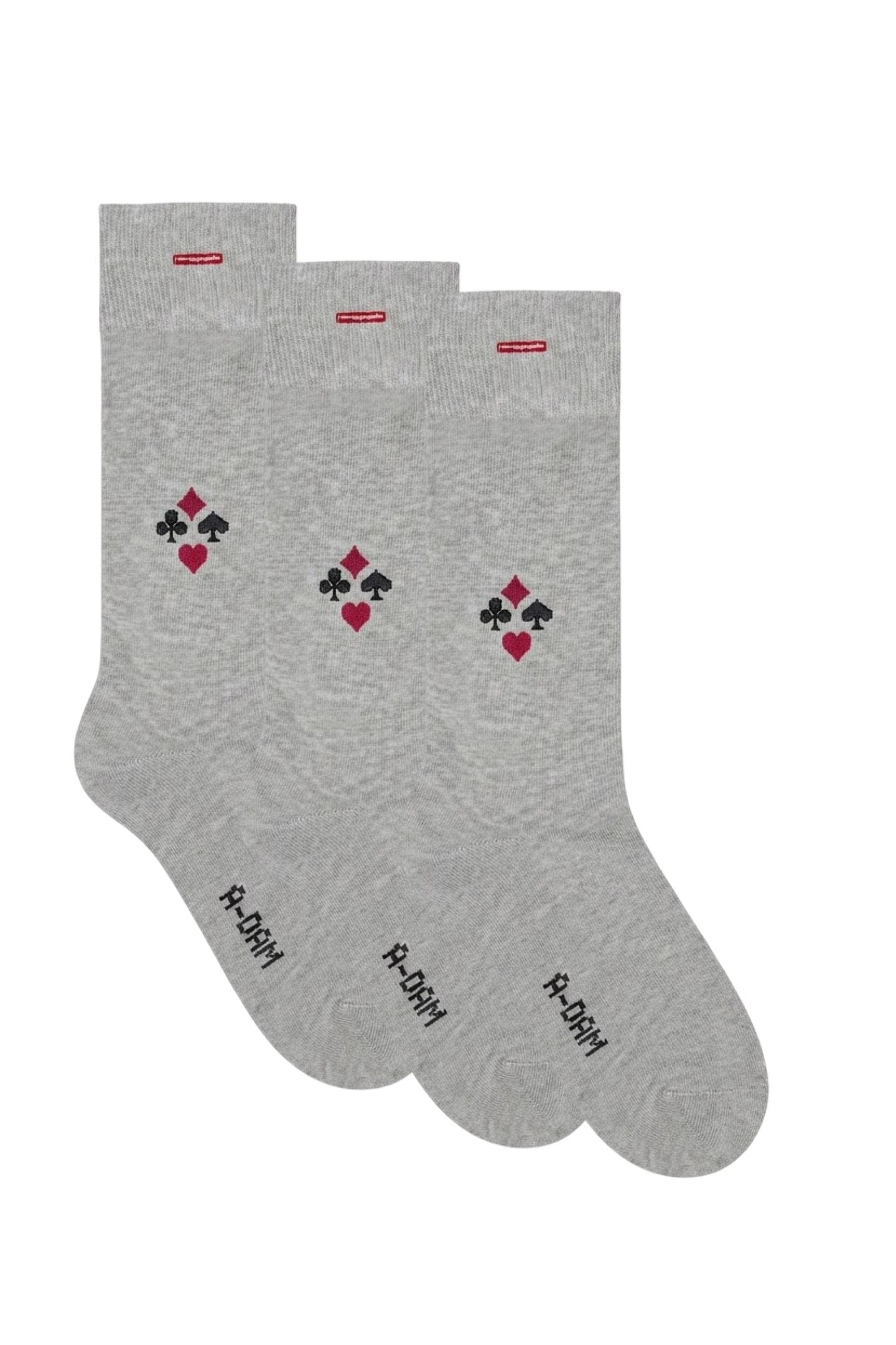 A-DAM 3-pack Casual Socks Card Icons Grey Melange Maat: 36-40 | Slipjes Outlet | Unisex | Grijs