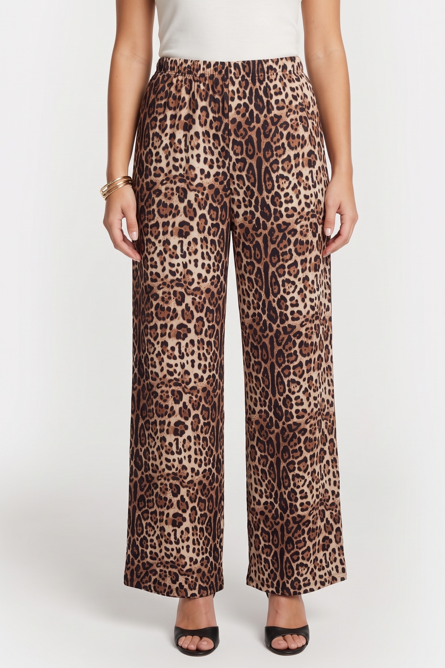STUDIO AMAYA Zoe Pants Multi Print Maat: M | Wijde Broeken Outlet | Dames | Bruin