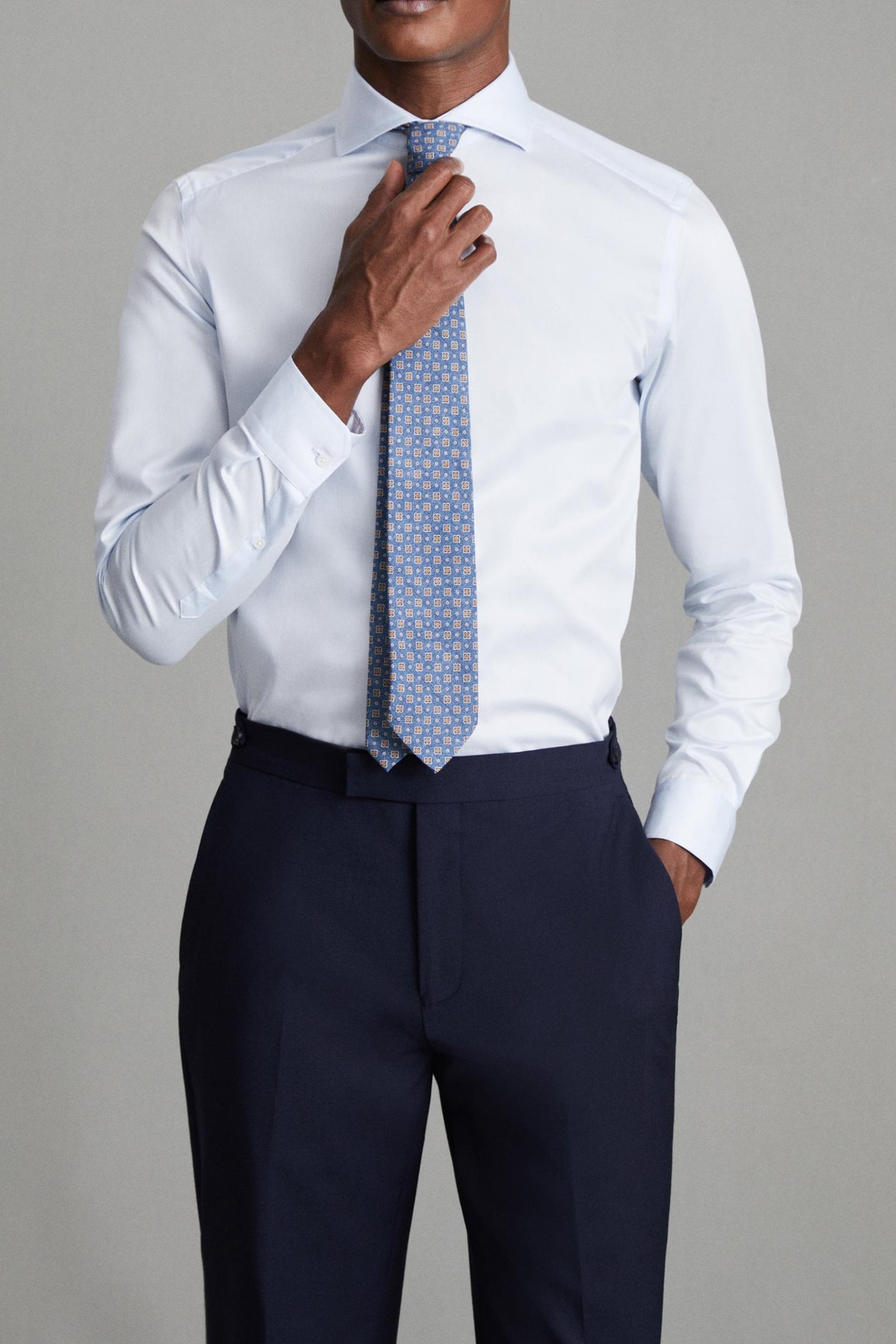 Reiss Ls Two Fold Twill Cotton Shirt Soft Blue Maat: XS | Longsleeves Outlet | Heren | Blauw