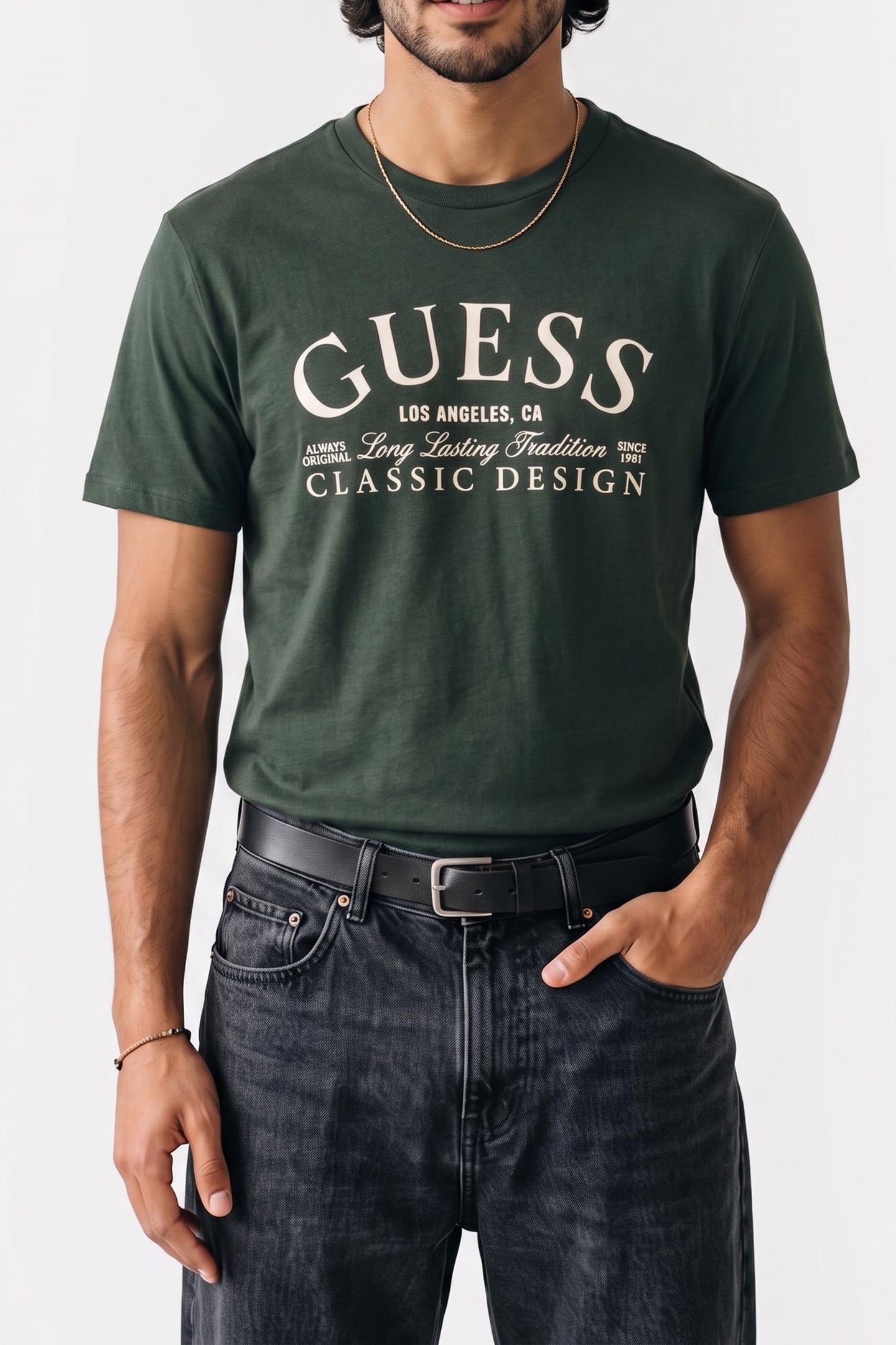 GUESS Bsc Intl Classic Des Jungle Greens Taglia: XS | Magliette basic Outlet | Uomo | Ciano