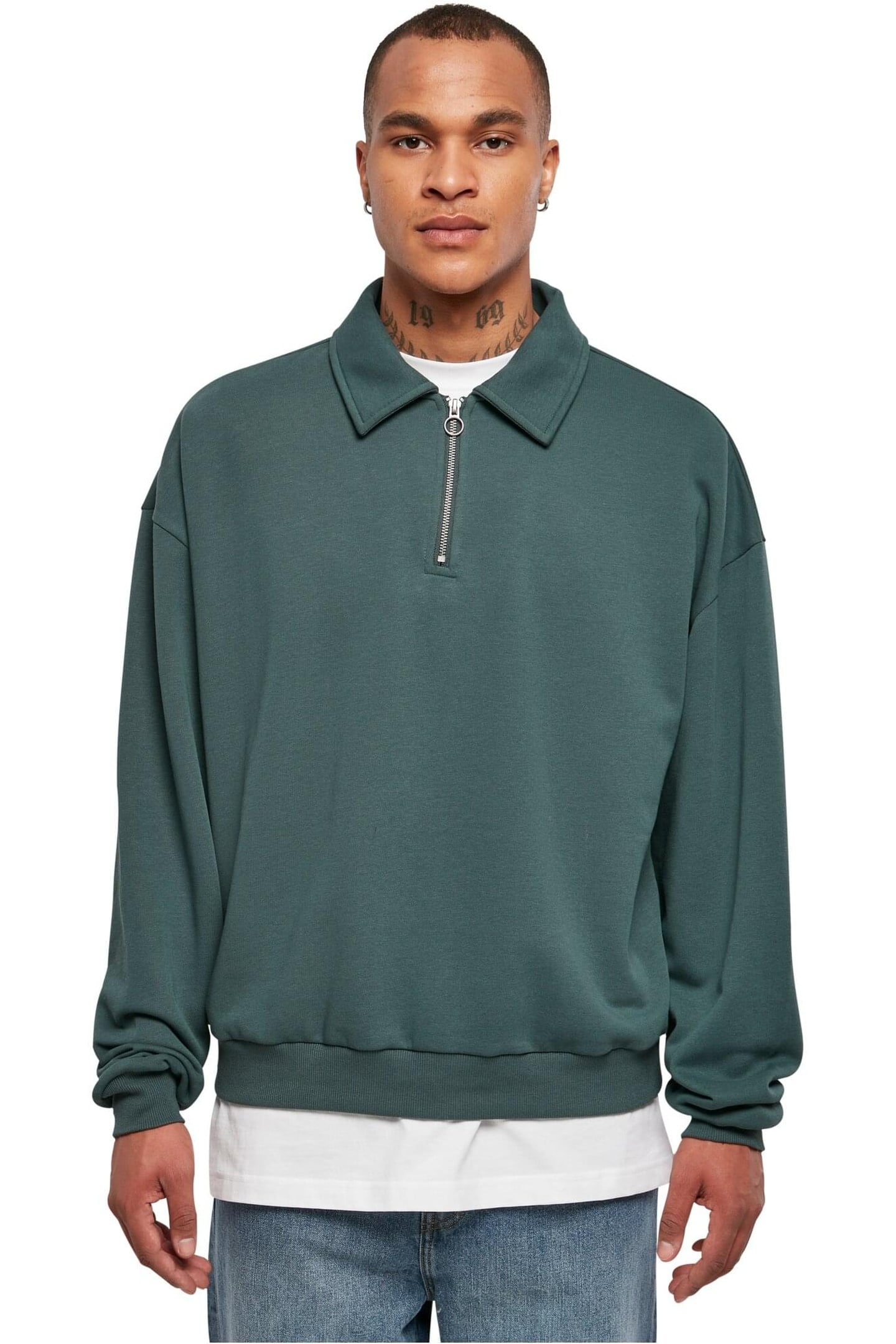 Urban Classics Shirt Collar Crew Bottlegreen Maat: XXL | Sweaters Outlet | Heren | Groen