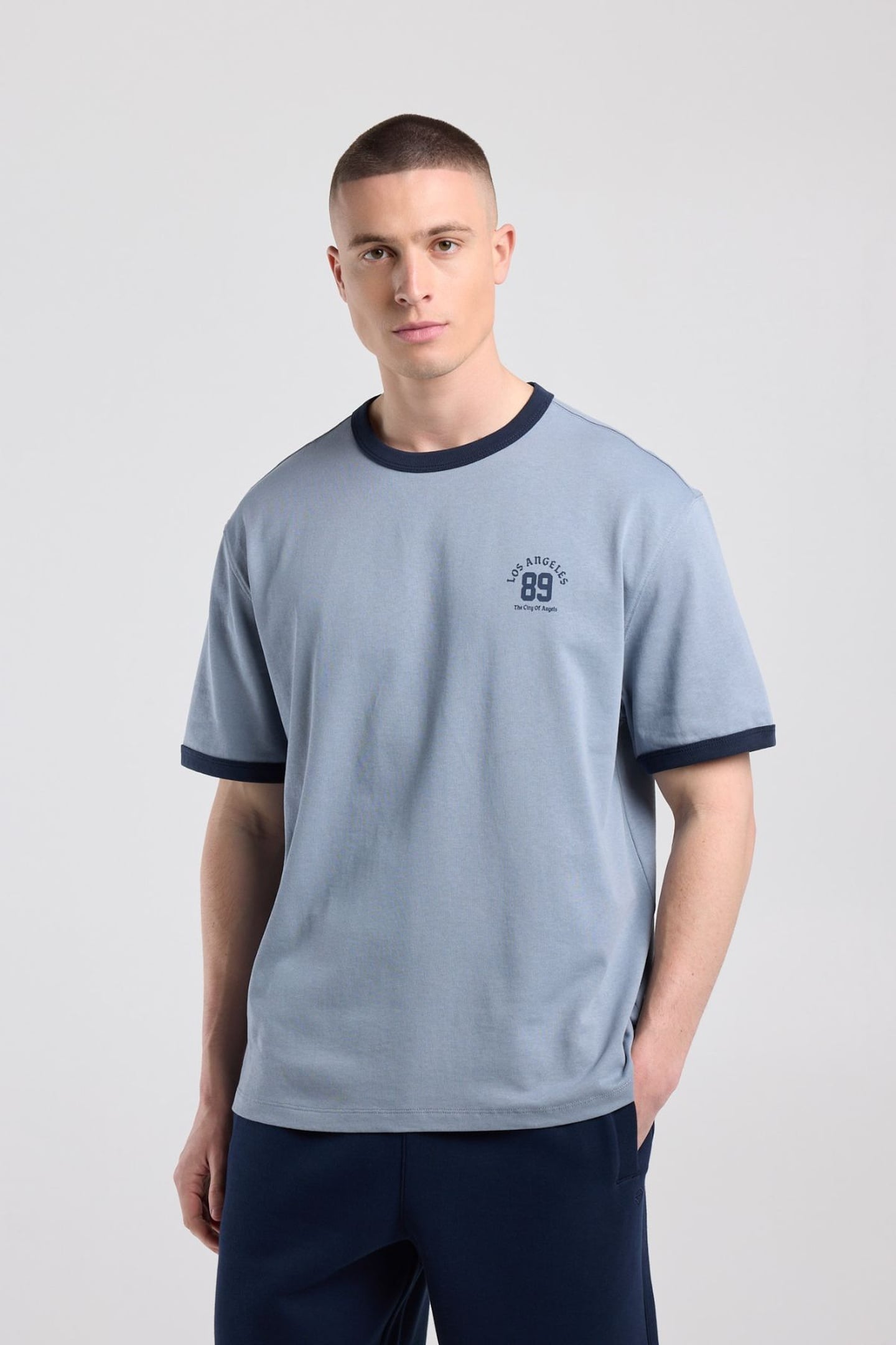 America Today Edis Washed Blue Maat: XXL | Basic T-Shirts Outlet | Heren | Blauw