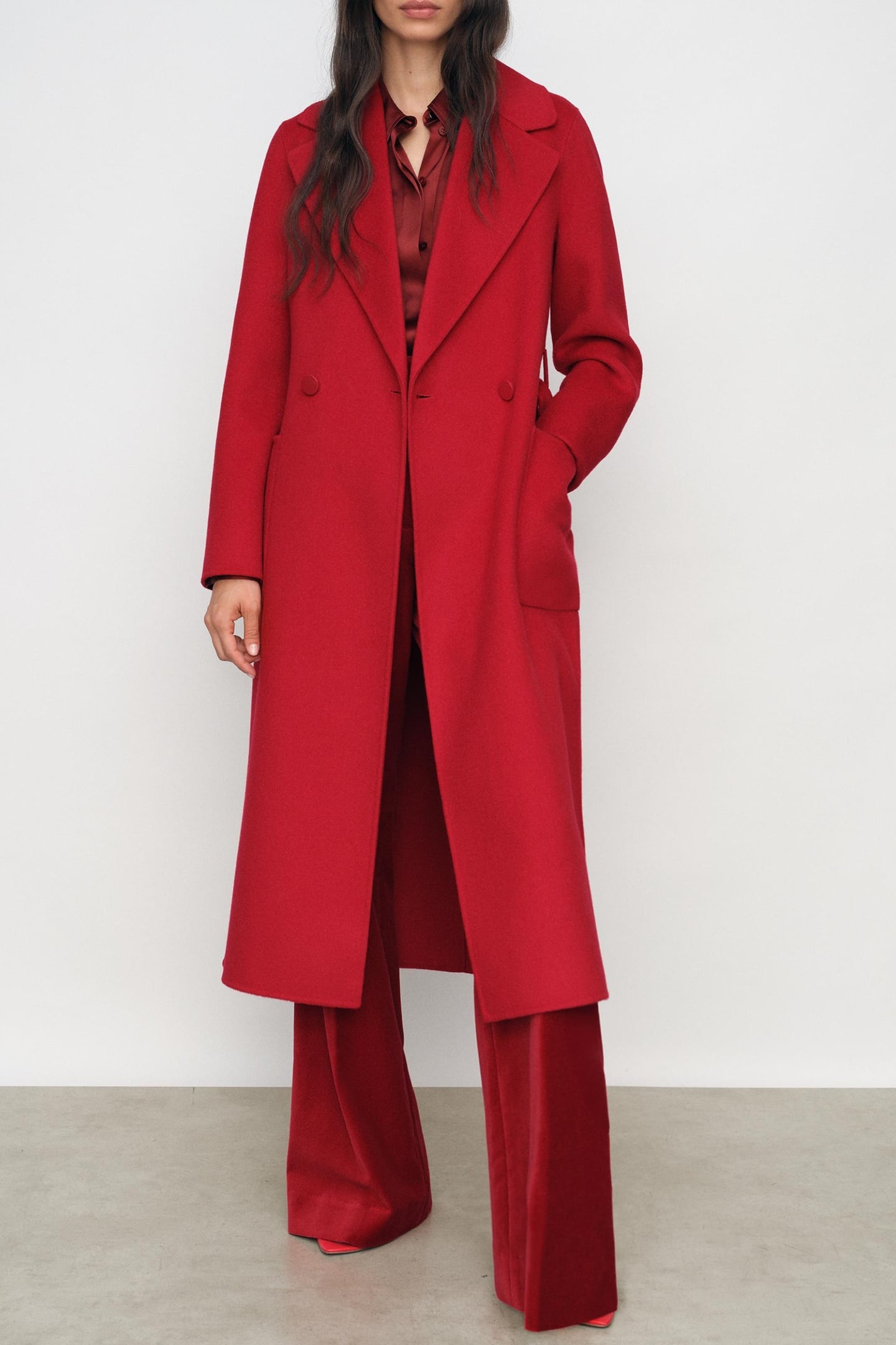 Reiss Long Db Blind Seam Coat Red Maat: 4 | Double-Breasted Mantels Outlet | Dames | Rood