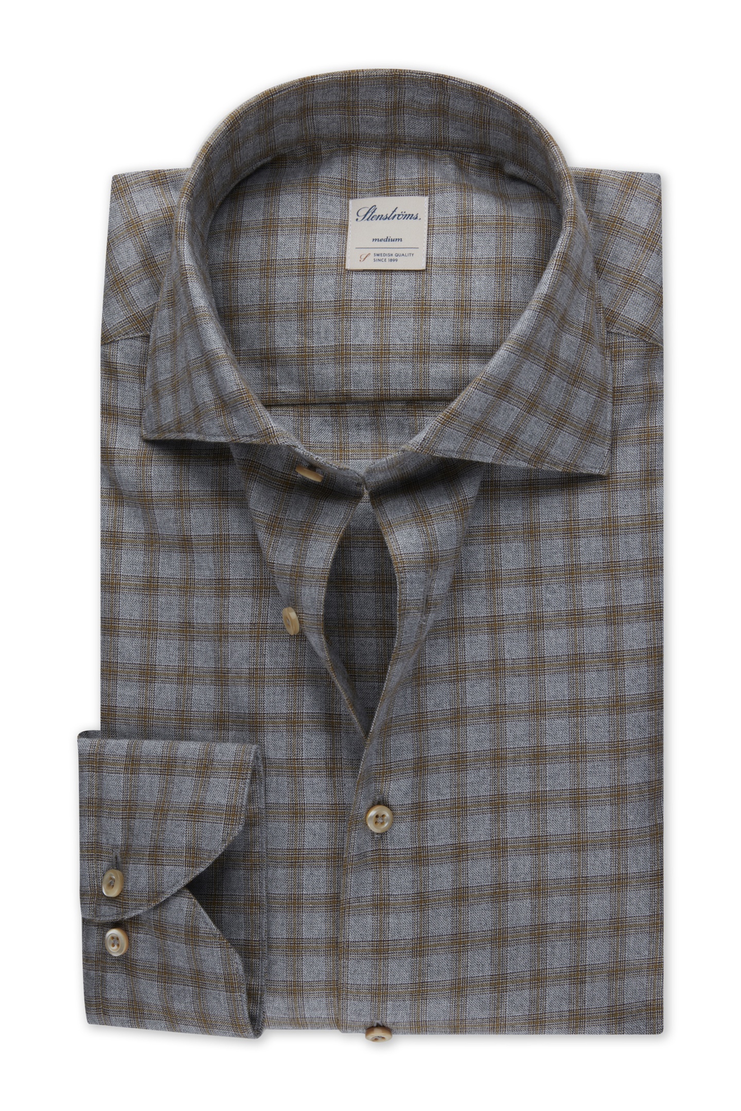 Stenströms Slimline/90, Rc Cuff Grey Check Maat: L | Zakelijke Overhemden Outlet | Heren | Grijs