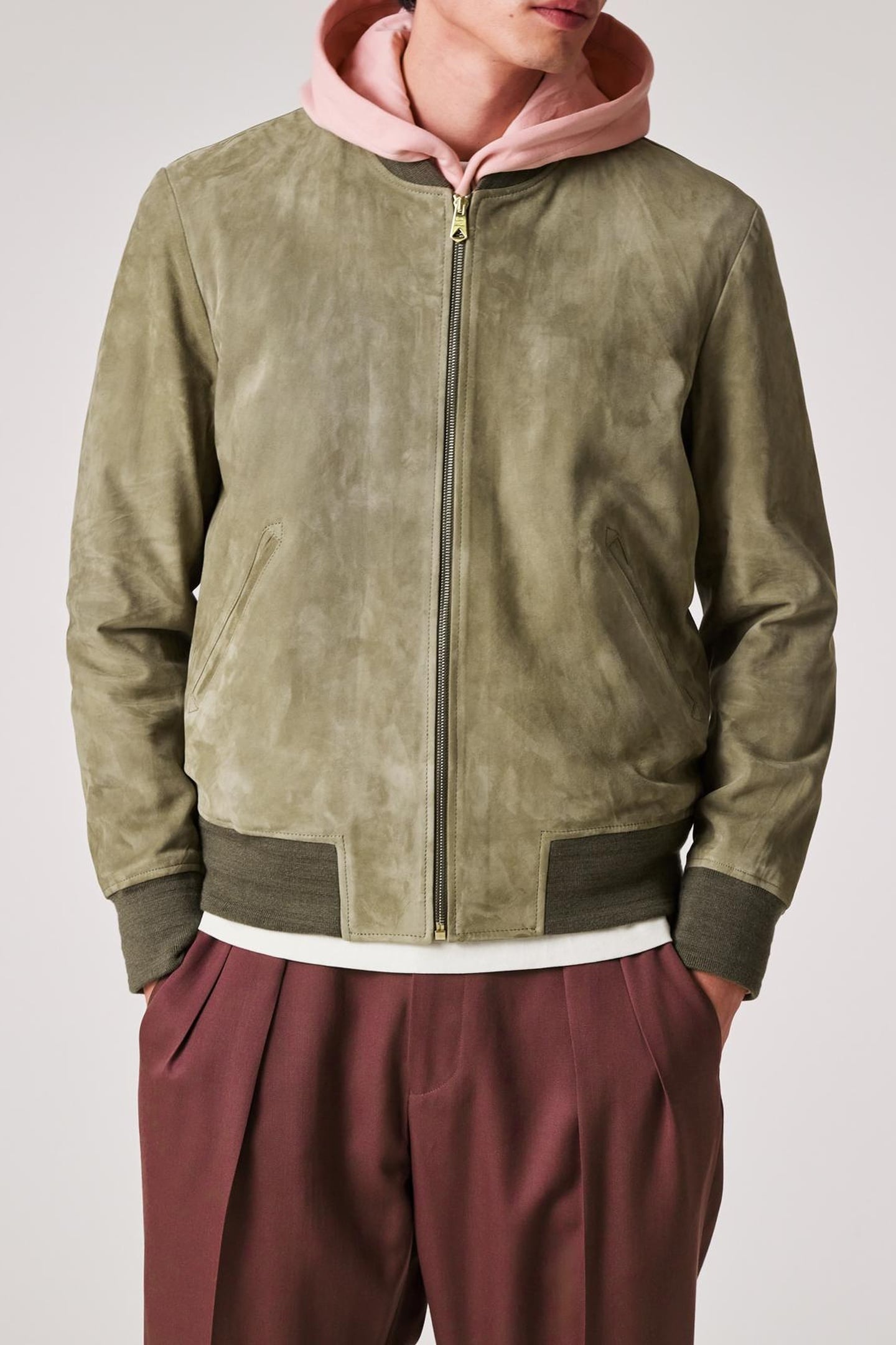 Paul Smith Mens Regular Fit Suede Bomber Jacket Military_green Maat: L | Leren Jassen Outlet | Heren | Bruin