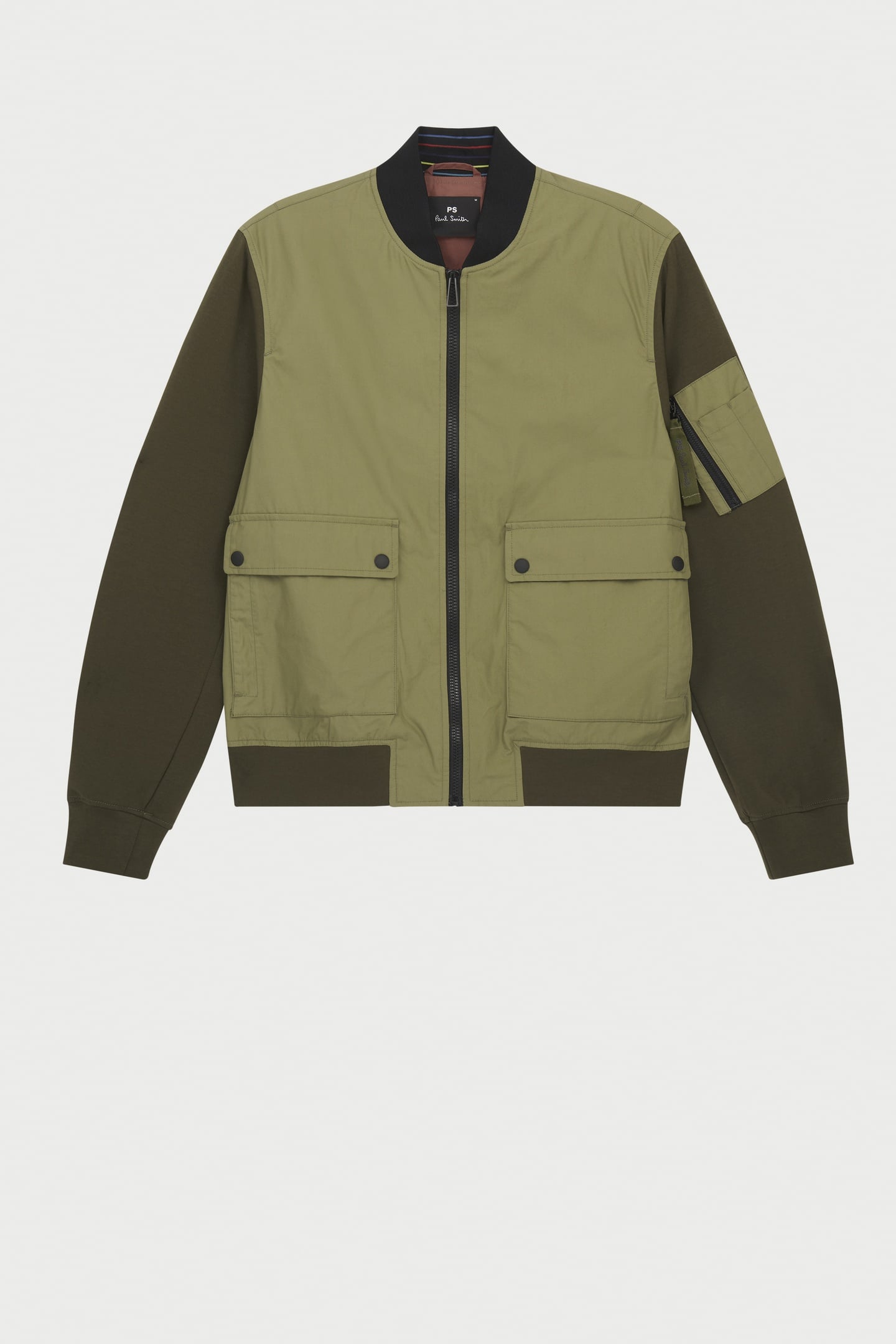 Paul Smith Mens Mixed Media Bomber Jacket Military Green Size: L | Bomber Jackets Outlet | Heren | Groen