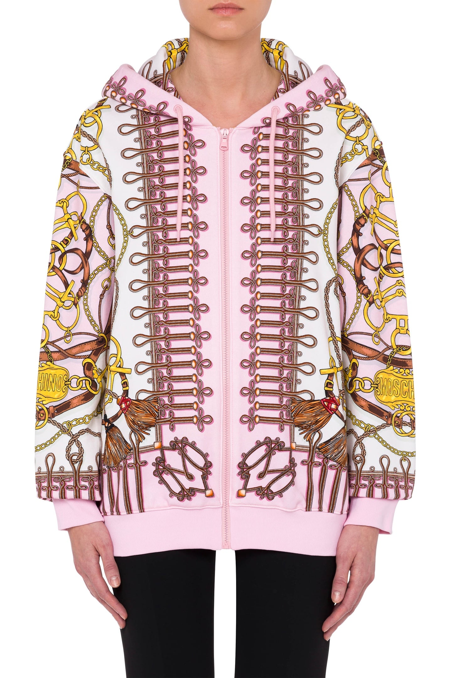 Moschino Cotton Sweatshirt Military Teddy Scarf Pink Maat: 38 | Sweaters Outlet | Dames | Roze