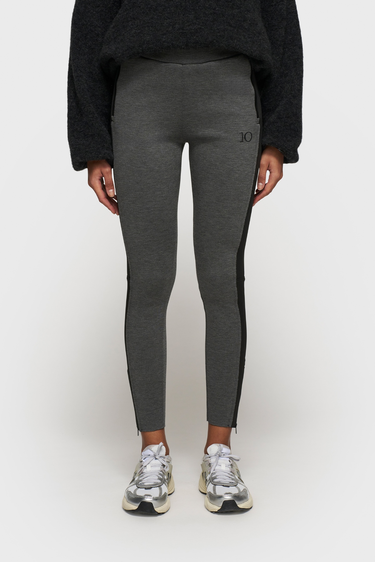 10DAYS Easy Fitted Pants Scuba Contrast Antra Melee Maat: M | Leggings Outlet | Dames | Grijs