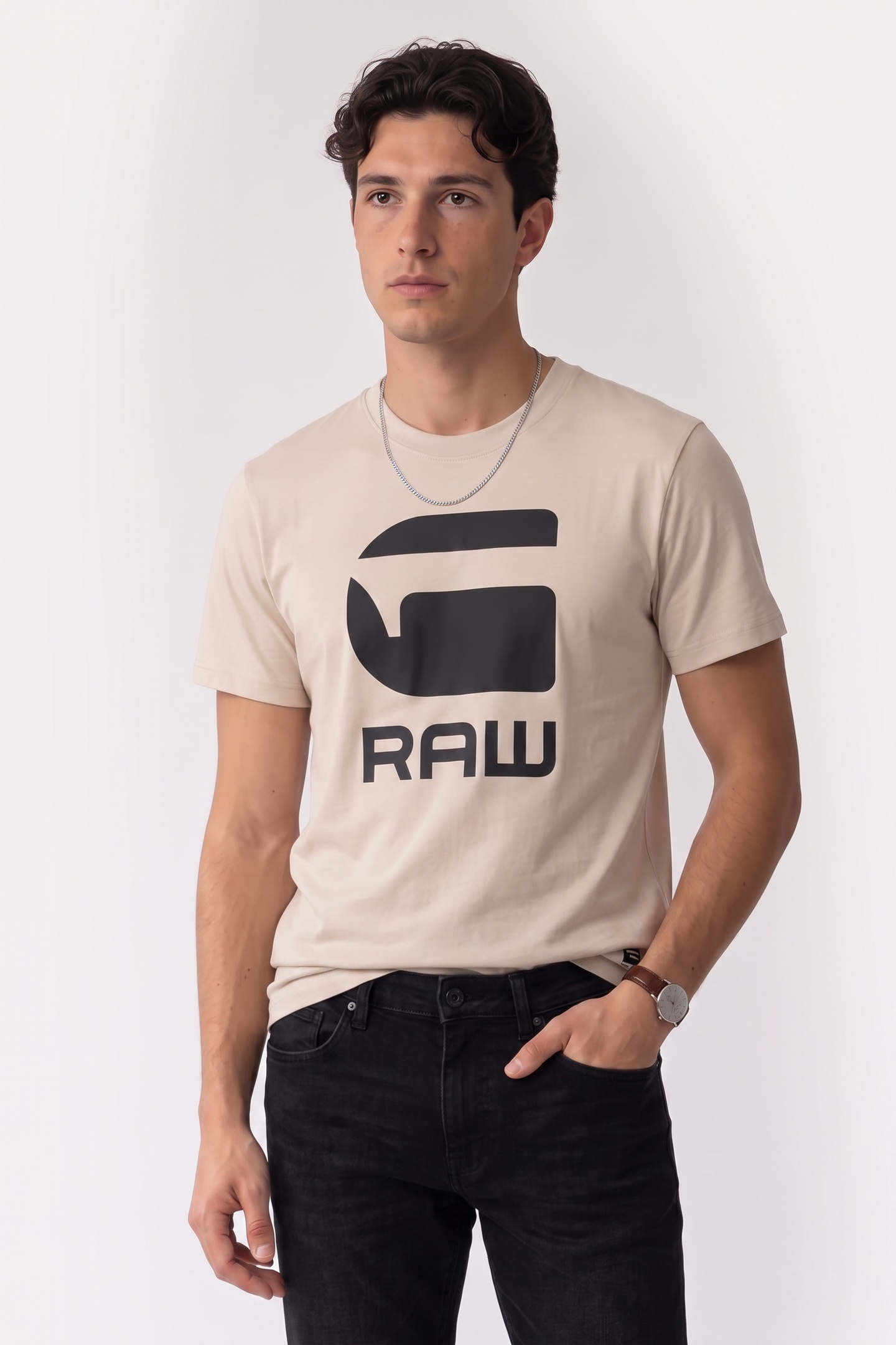 G-Star Logo Slim T-shirt Whitebait Taglia: M | Magliette basic Outlet | Uomo | Bianco