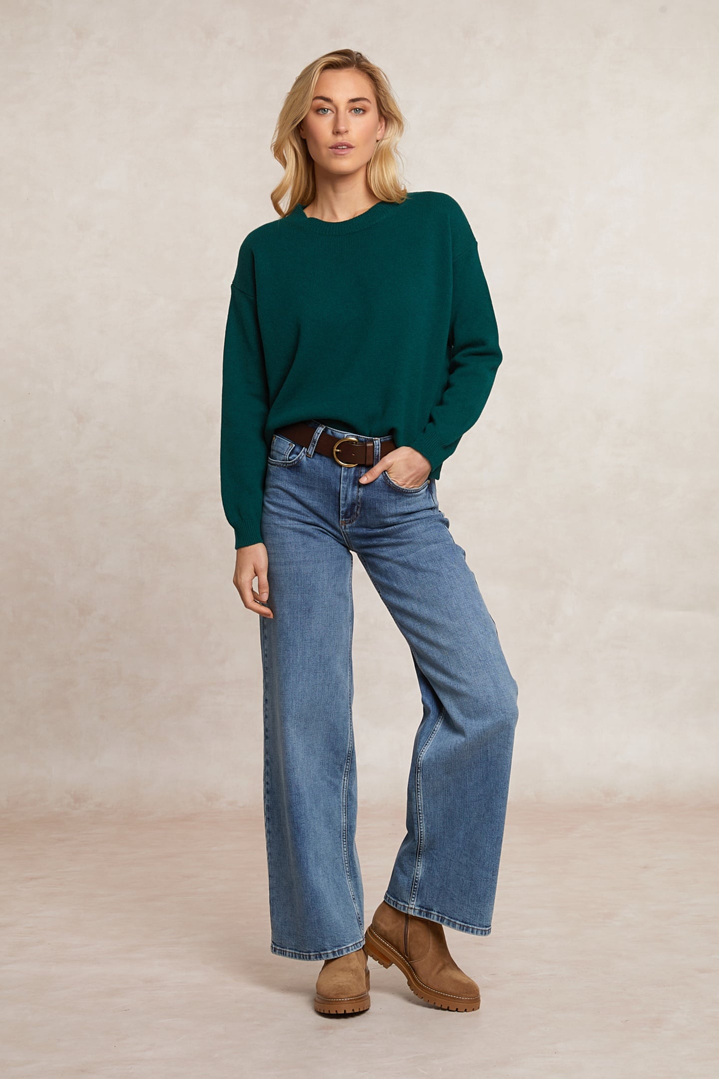 River Woods Lambswoolen Crew Neck Sweater Green Maat: XL | Sweaters Outlet | Dames | Groen