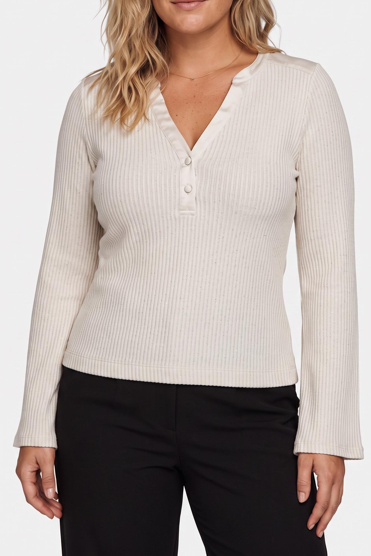 GUESS Ls Matilde Henley To Cream White Maat: S | Longsleeves Outlet | Dames | Wit