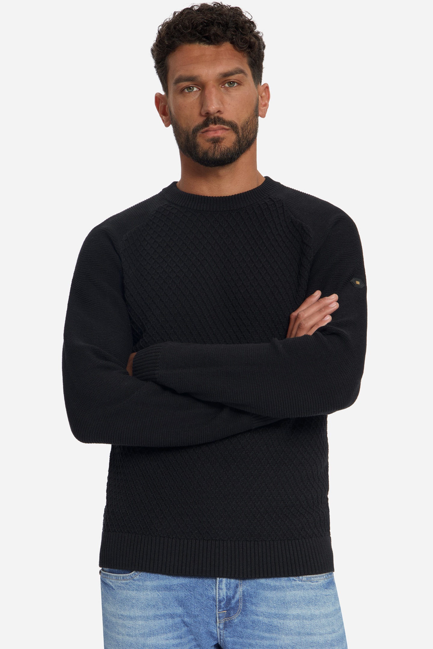 No Excess Pullover Crewneck Cable Knit Black Maat: S | Coltruien Outlet | Heren | Zwart