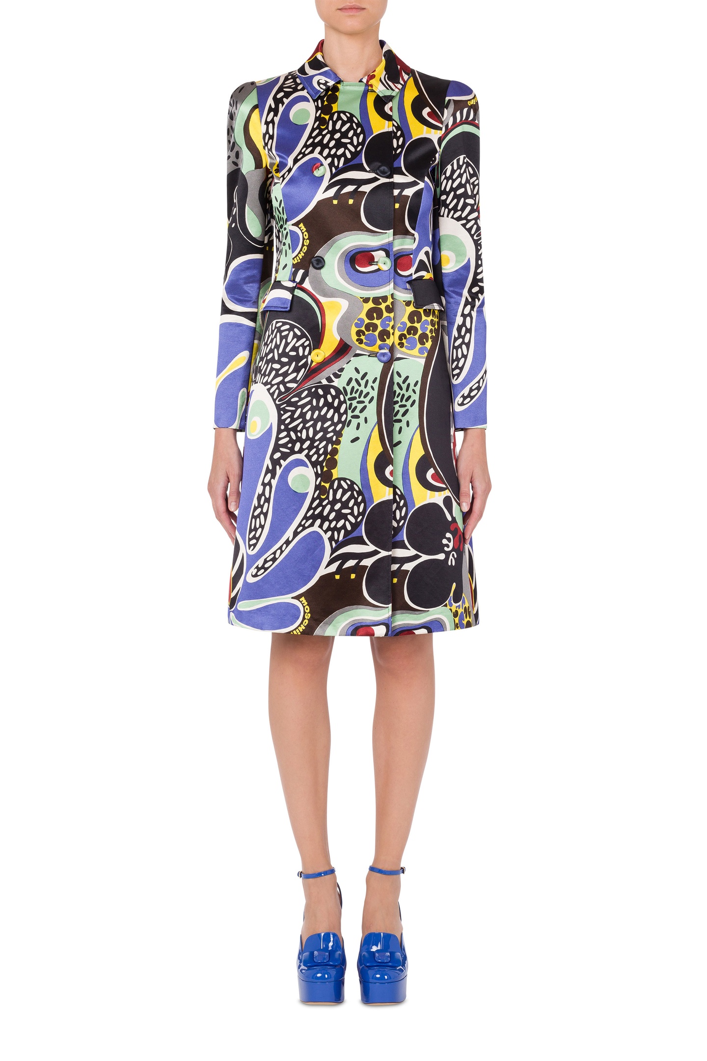 Moschino Psychedelic Print Coat Black Maat: 40 | Double-Breasted Mantels Outlet | Dames | Zwart