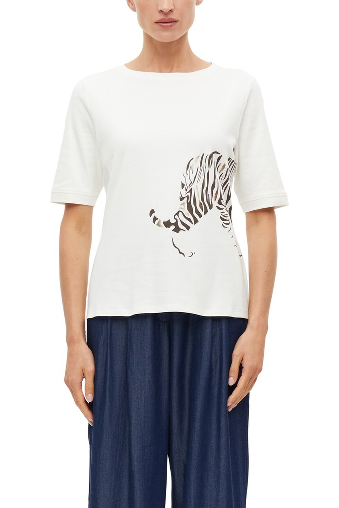 s.Oliver T-shirts Offwhite Maat: 42 | Tops Outlet | Dames | Wit