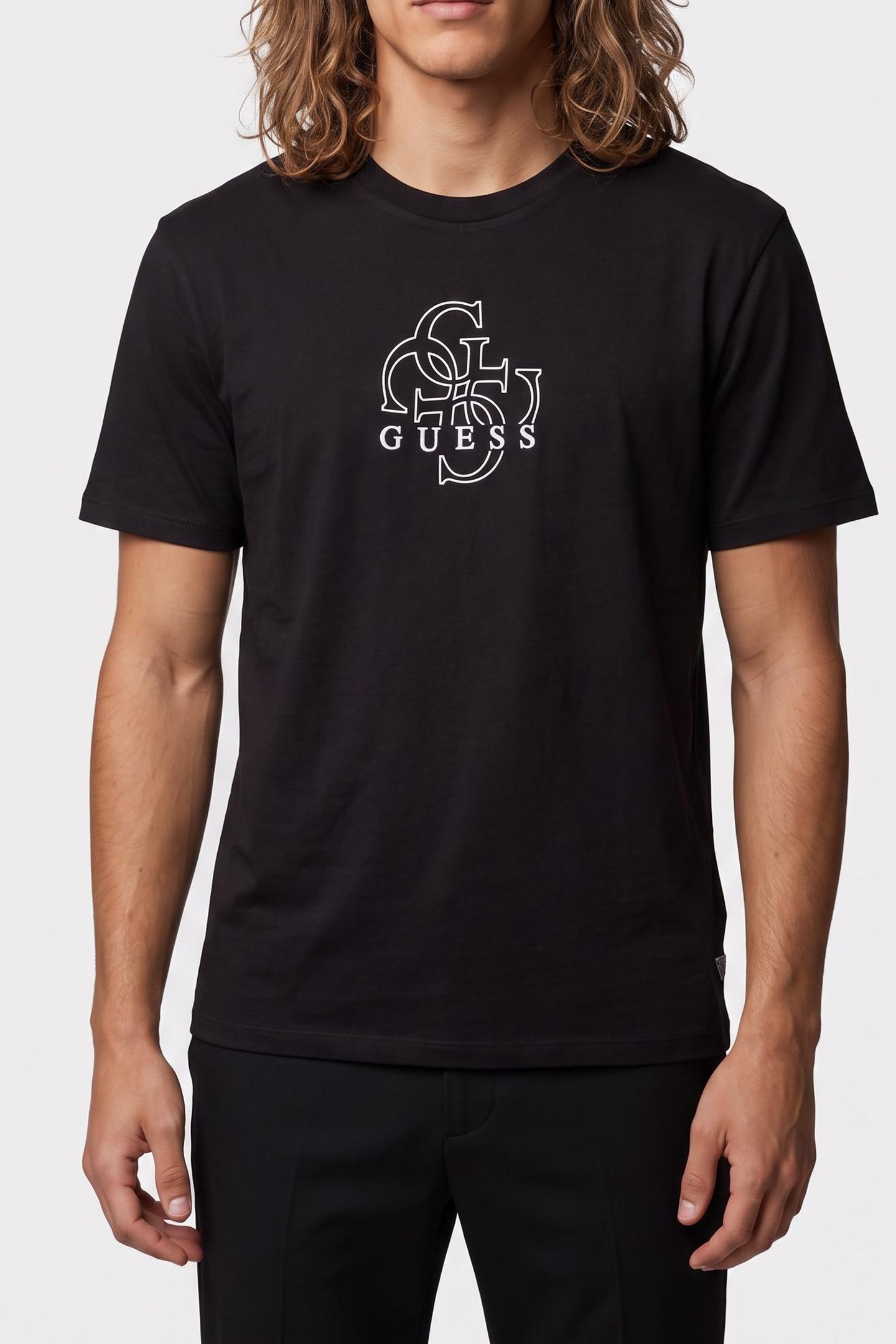 GUESS Ss Bsc Basic Quattro Jet Black A996 Taglia: M | Magliette basic Outlet | Uomo | Nero
