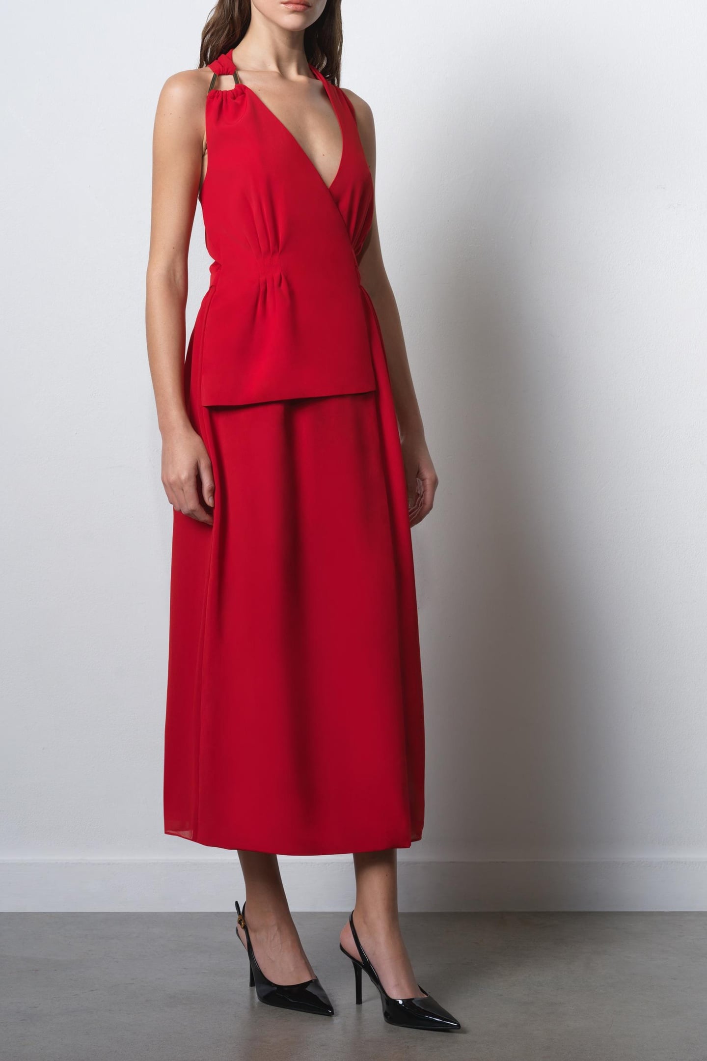French Connection Vinnie Eden Tailored Dress Lipstick Red Maat: 14 | Midi Jurken Outlet | Dames | Rood