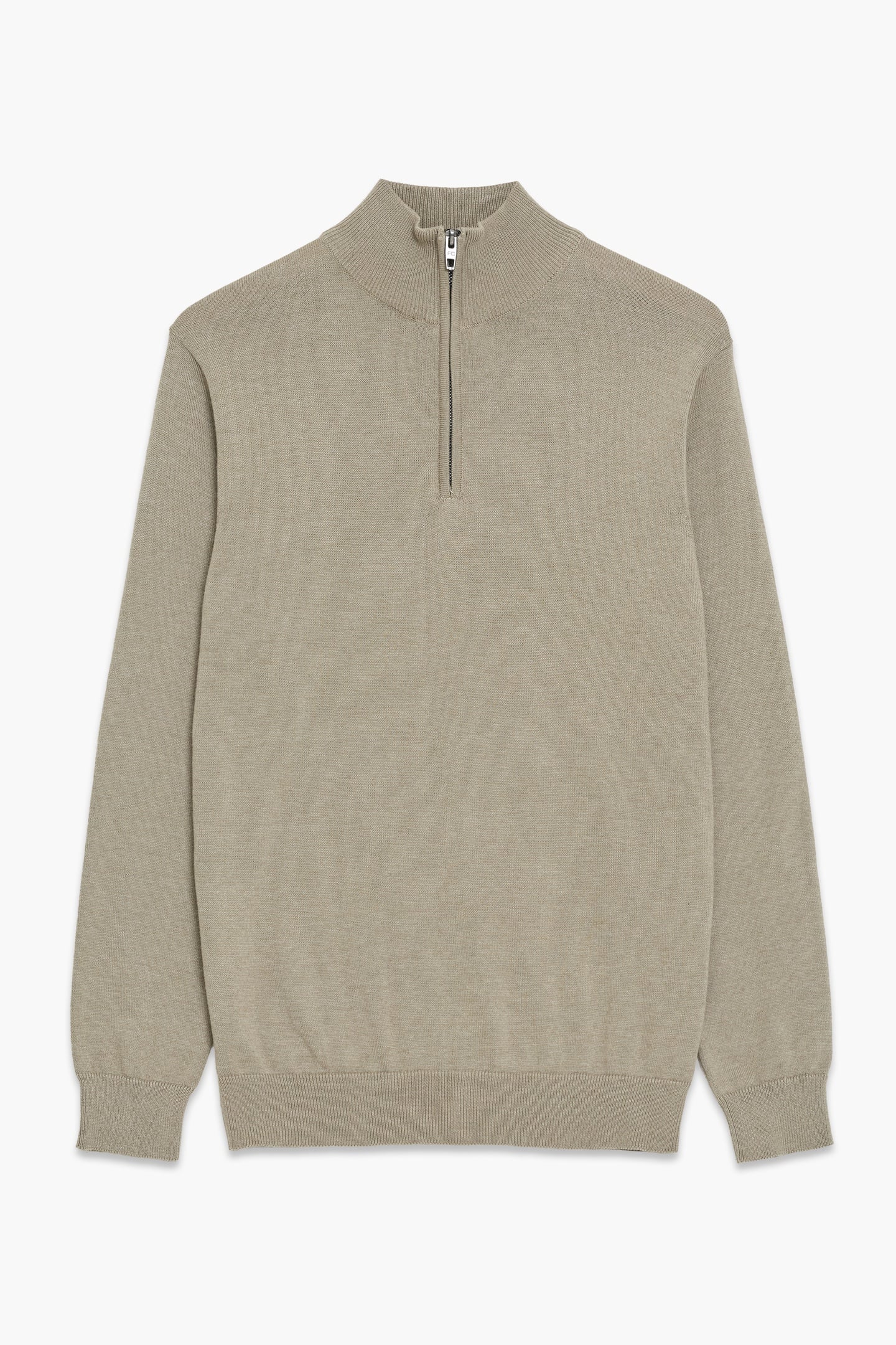 French Connection 1/2 Zip Cotton Khaki Mel Maat: [l] Khaki Mel Maat: M | Sweaters Outlet | Heren | Bruin