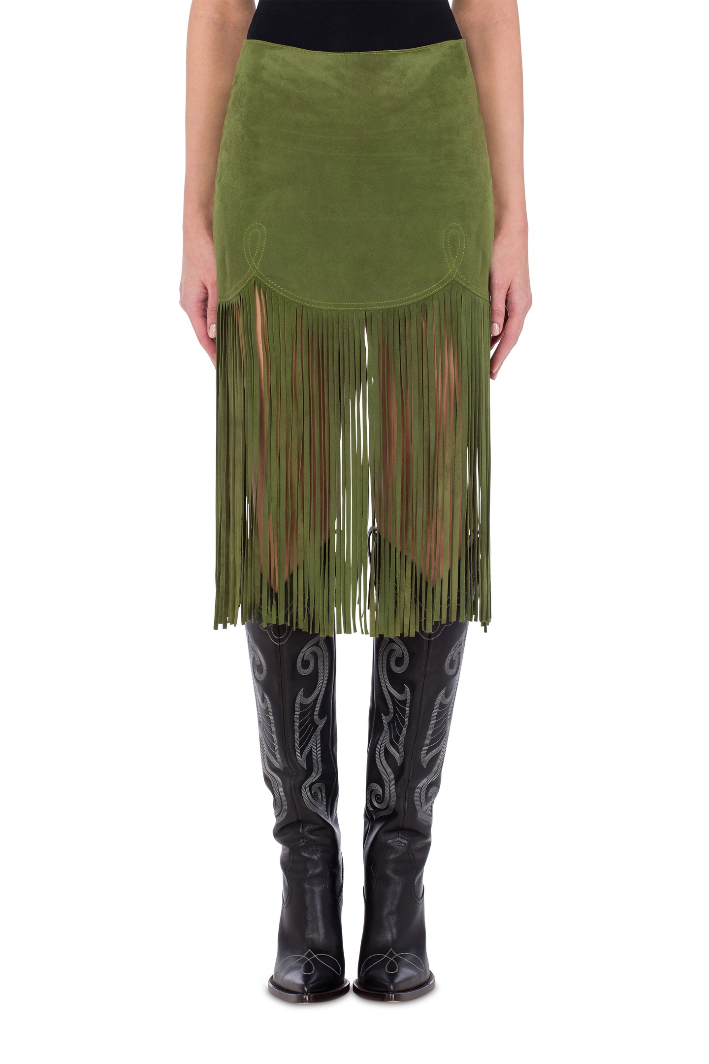 Moschino Suede Skirt With Fringes Green Maat: 40 | Leren rokken Outlet | Dames | Bruin