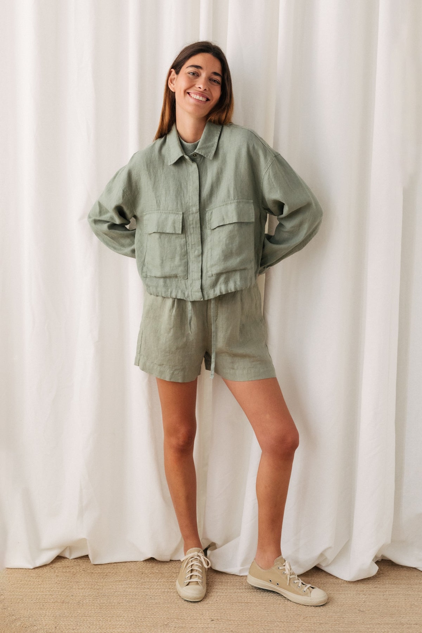TWOTHIRDS Hiengabat Jacket Desert Sage Green Maat: M | Korte Jassen Outlet | Dames | Groen
