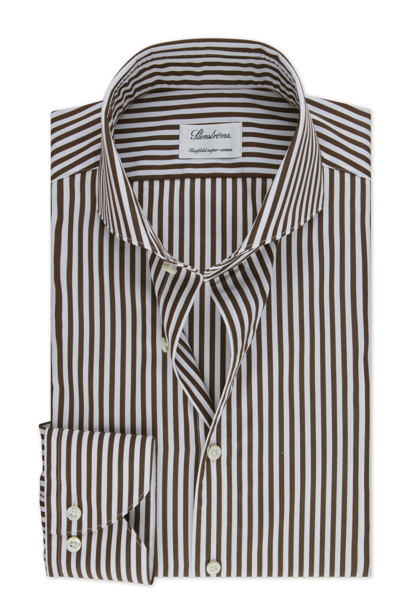 Stenströms Fitted Body/36, Rc Cuff Dark Brown Stripe Maat: 44 | Zakelijke Overhemden Outlet | Heren | Bruin