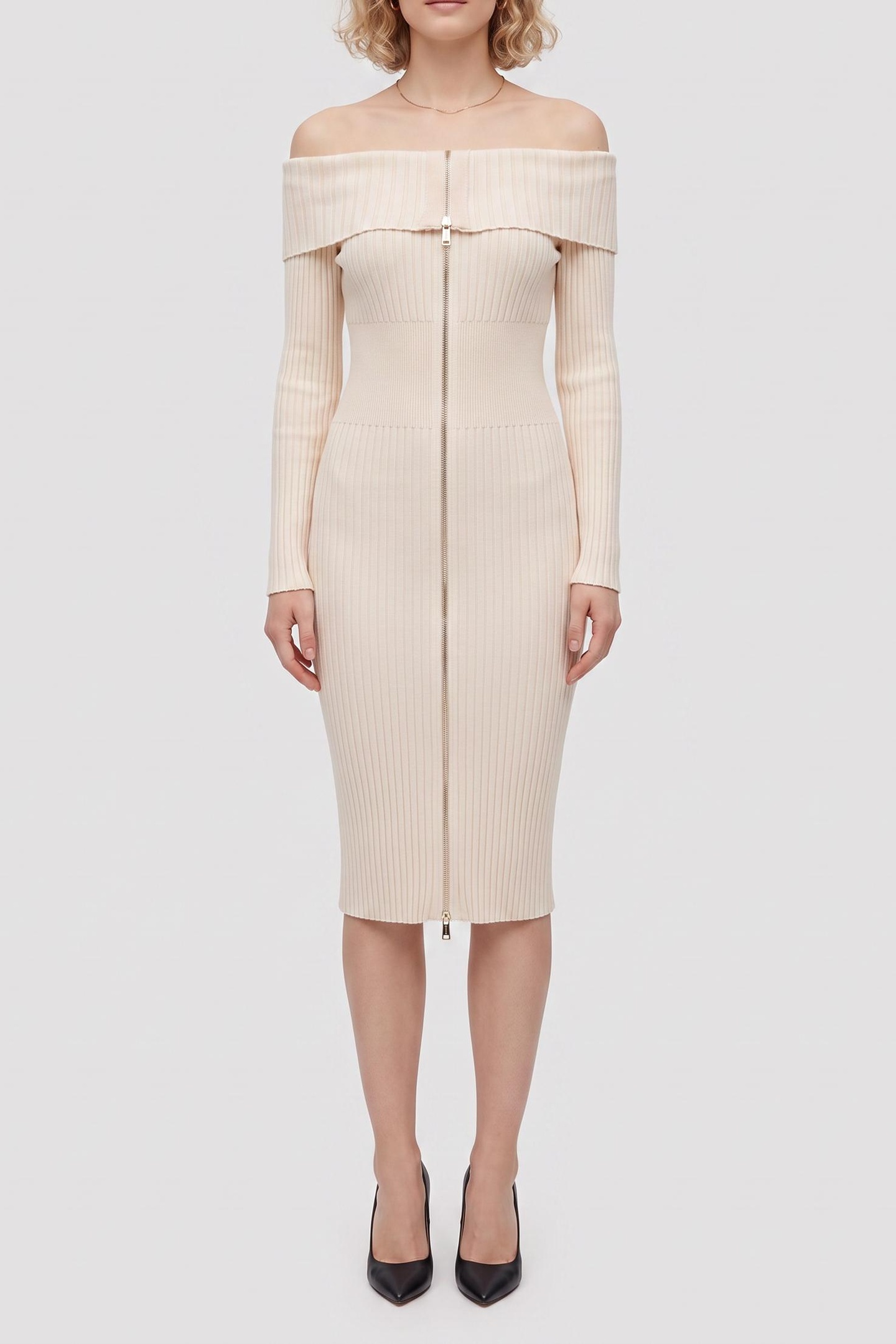 GUESS Ls Kathryn Zipped Sw Cream White Vanise Taglia: XS | Abiti Midi Outlet | Donna | Bianco