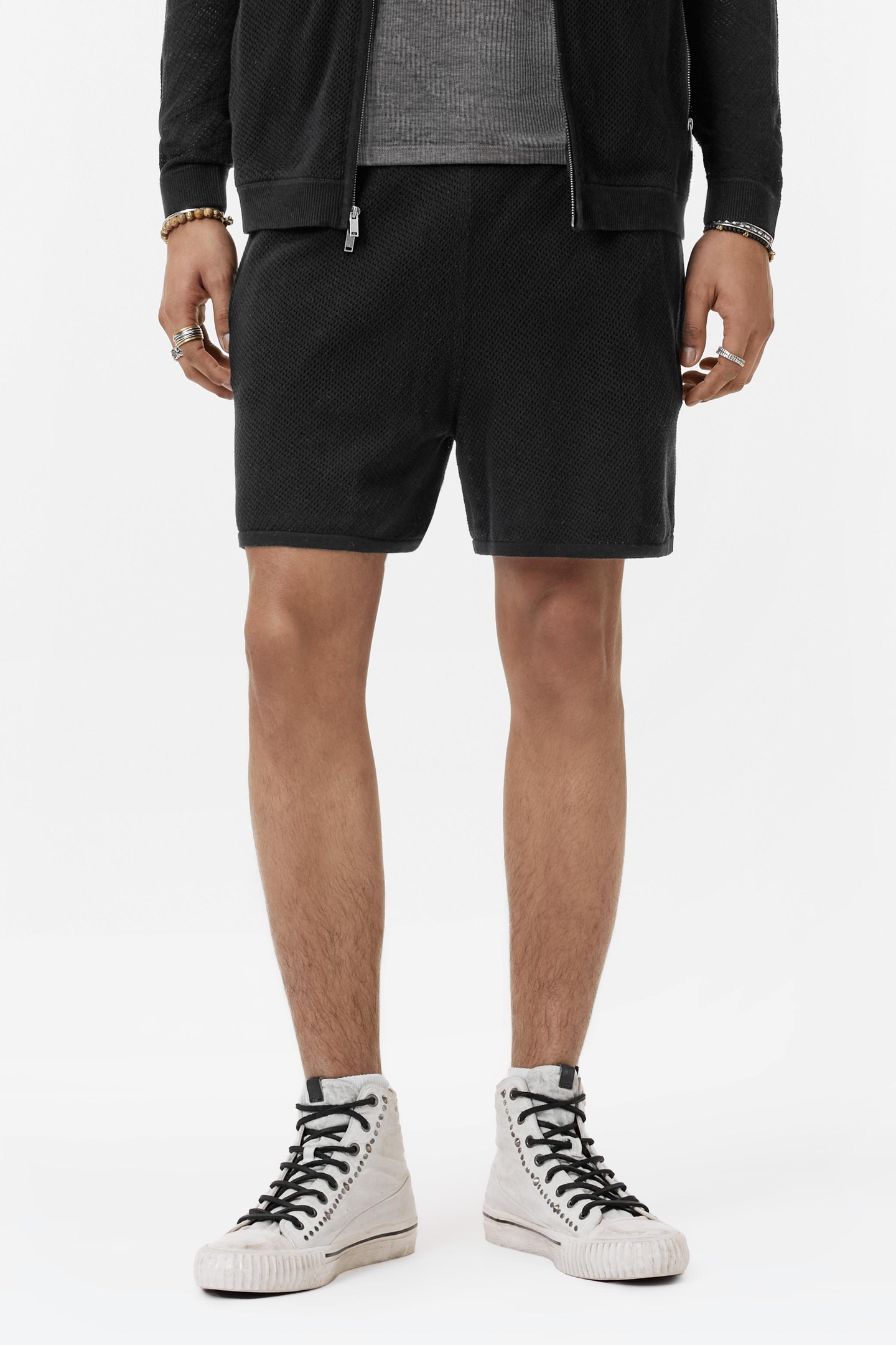 John Varvatos Marvin Mesh Sweater Shorts Black Maat: XL | Korte Broeken Outlet | Heren | Zwart