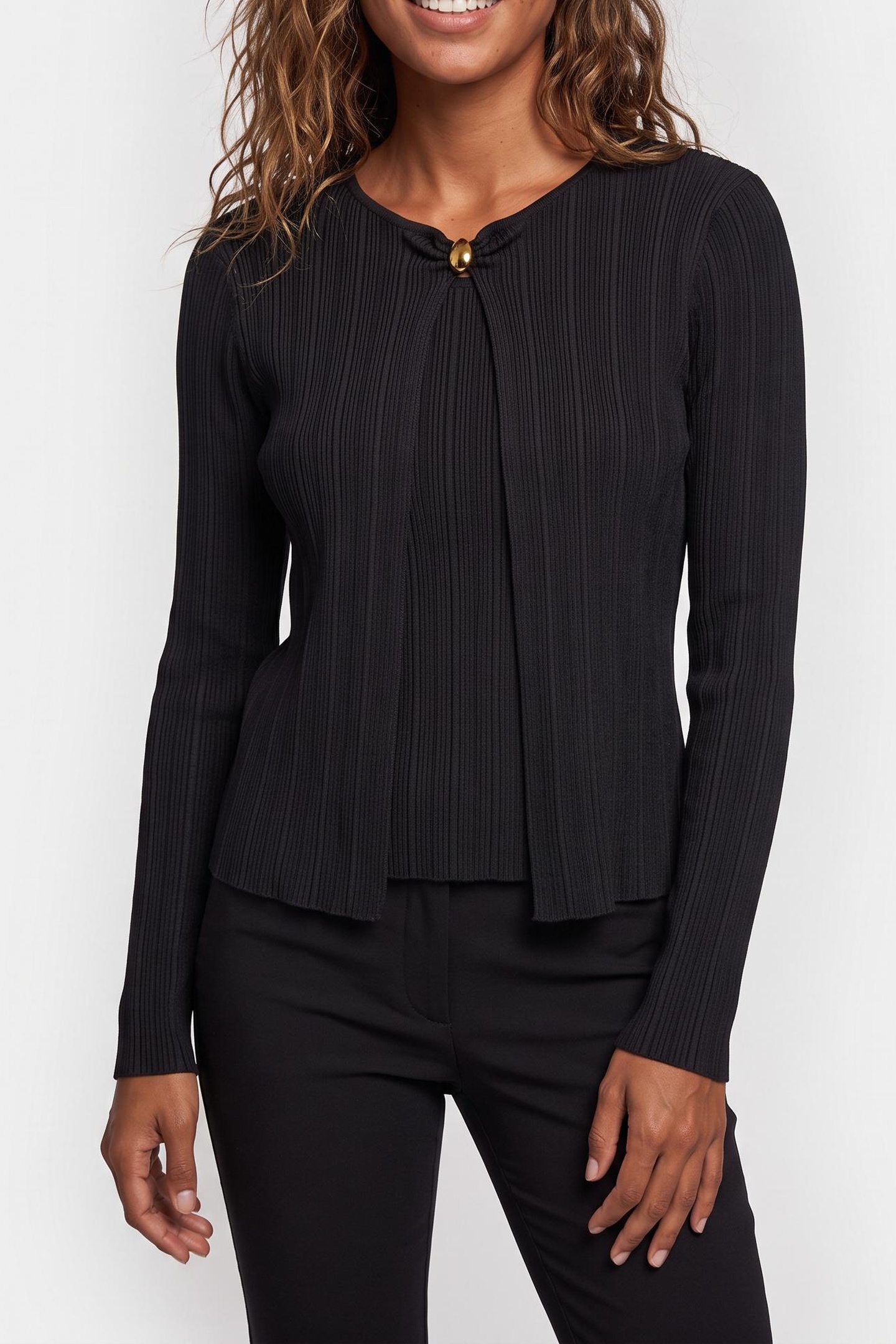 GUESS Kathleen Ribbed Twin Jet Black A996 Taglia: XS | Maglioni a maglia Outlet | Donna | Nero