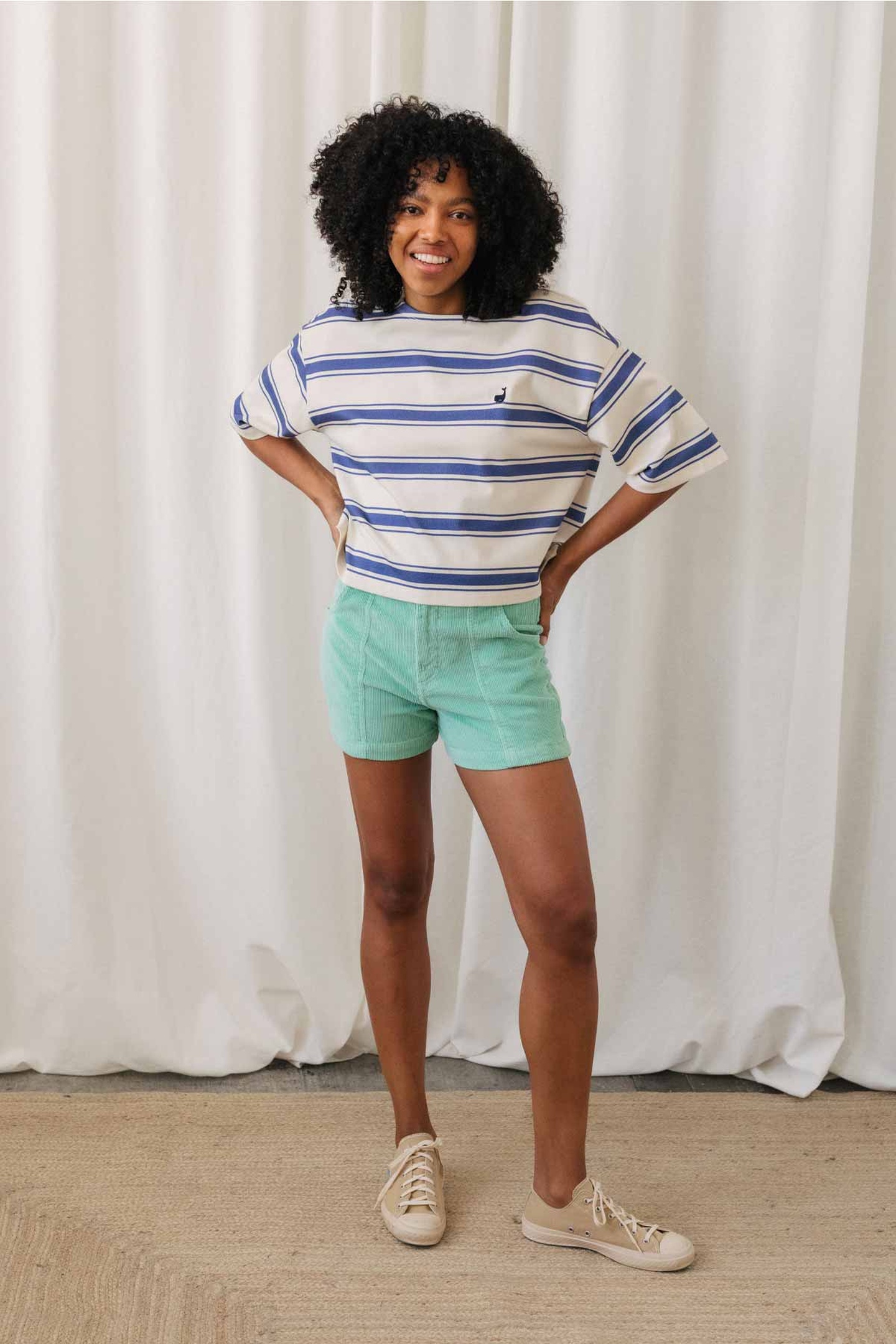 TWOTHIRDS Fingal T-shirt Cobalt Blue Stripes Maat: L | Tops Outlet | Dames | Blauw