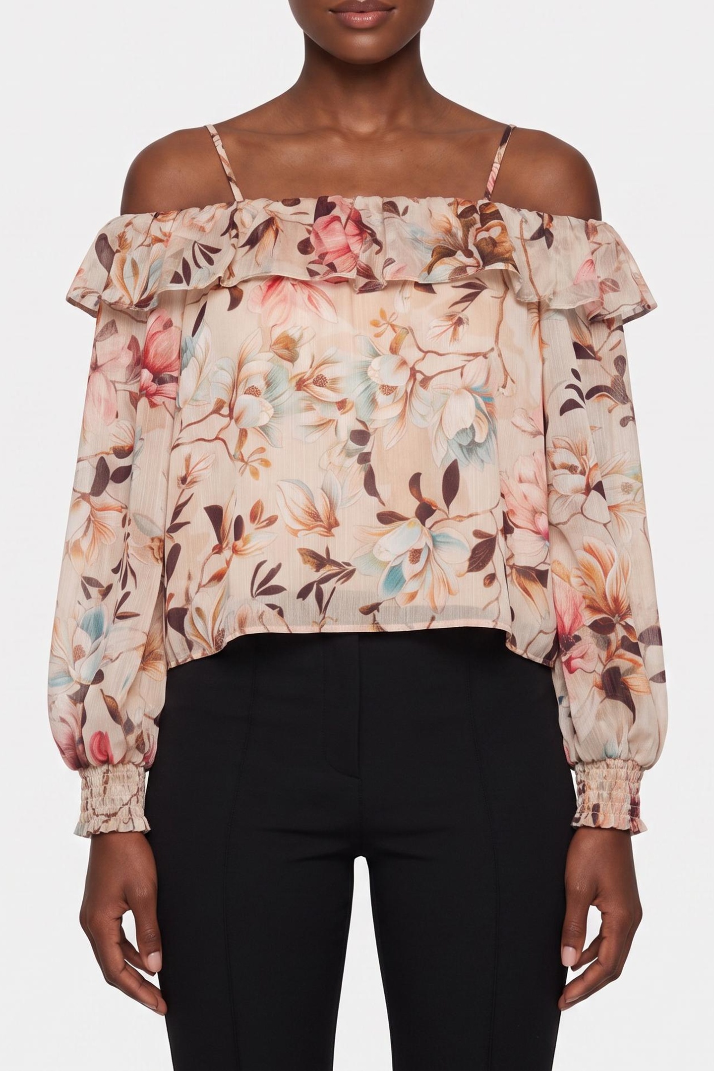 GUESS New Off Shoulder Luc Natural Magnolia Pri Taglia: XS | Maglie a manica lunga Outlet | Donna | Bianco