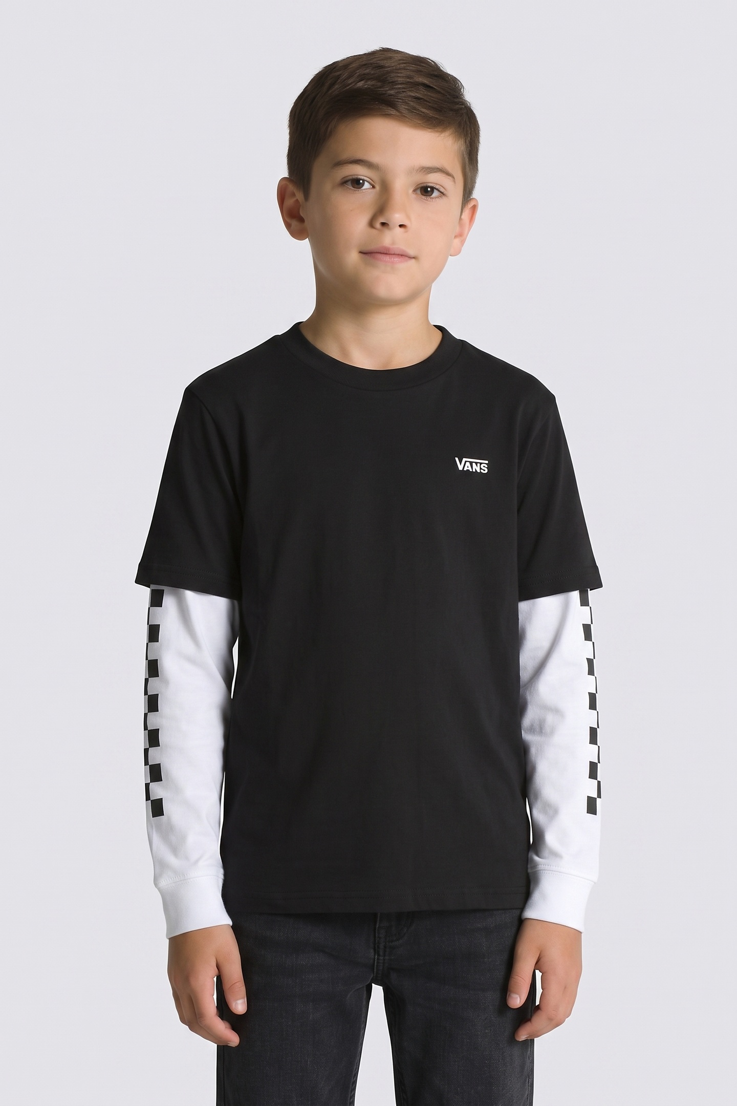 Vans Boys Long Check Twofer T-shirt Black Taglia: S | Camicie Outlet | kids | Nero