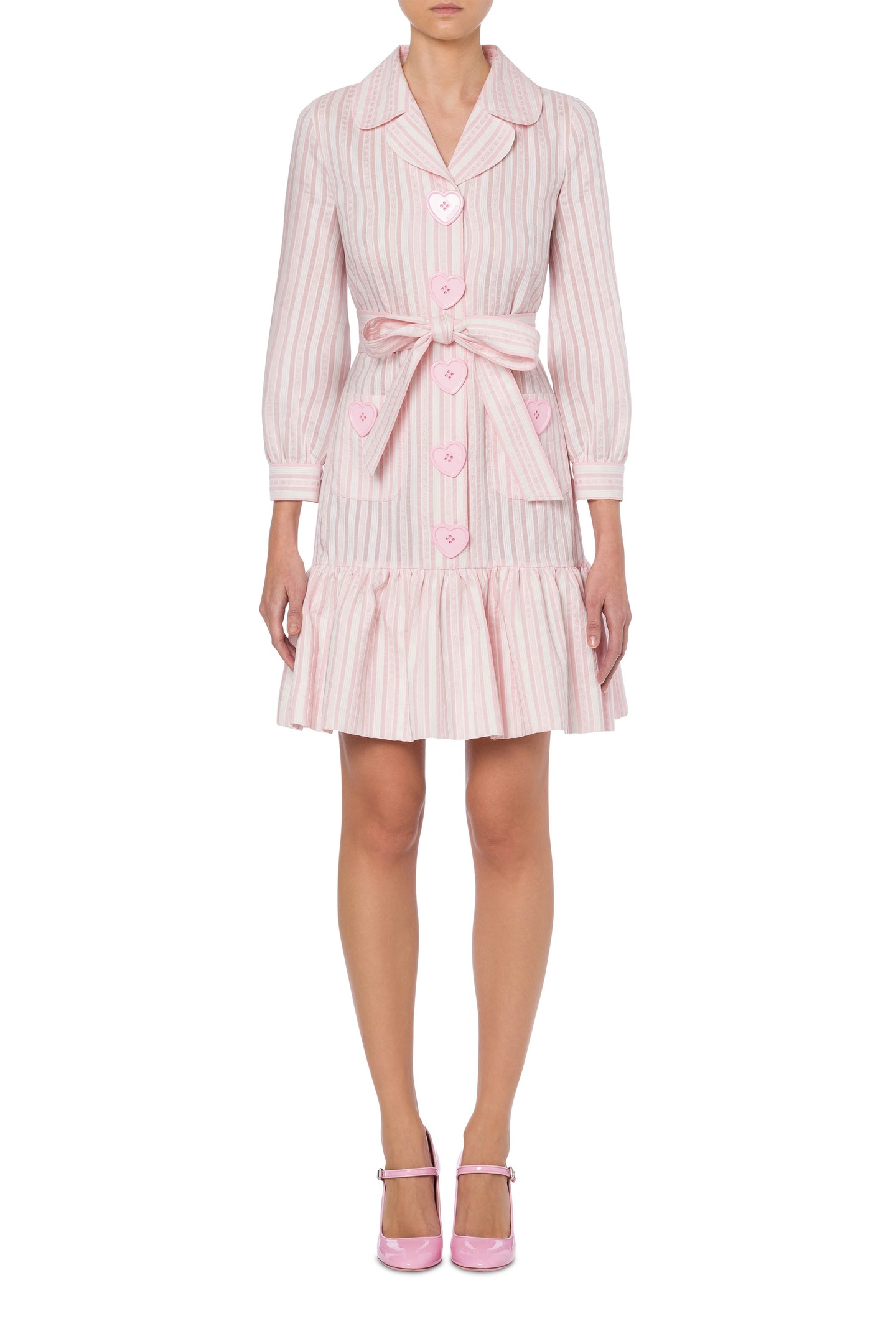 Moschino Heart Buttons Jacquard Striped Dress Pink Maat: 40 | Blousejurken Outlet | Dames | Roze