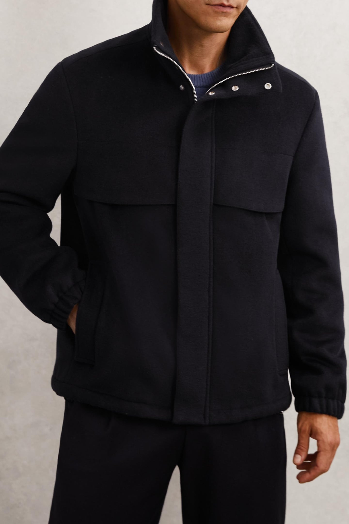Reiss Ls Wool Zip Through Funnel Neck Jacket Navy Maat: XXL | Winterjassen Outlet | Heren | Blauw