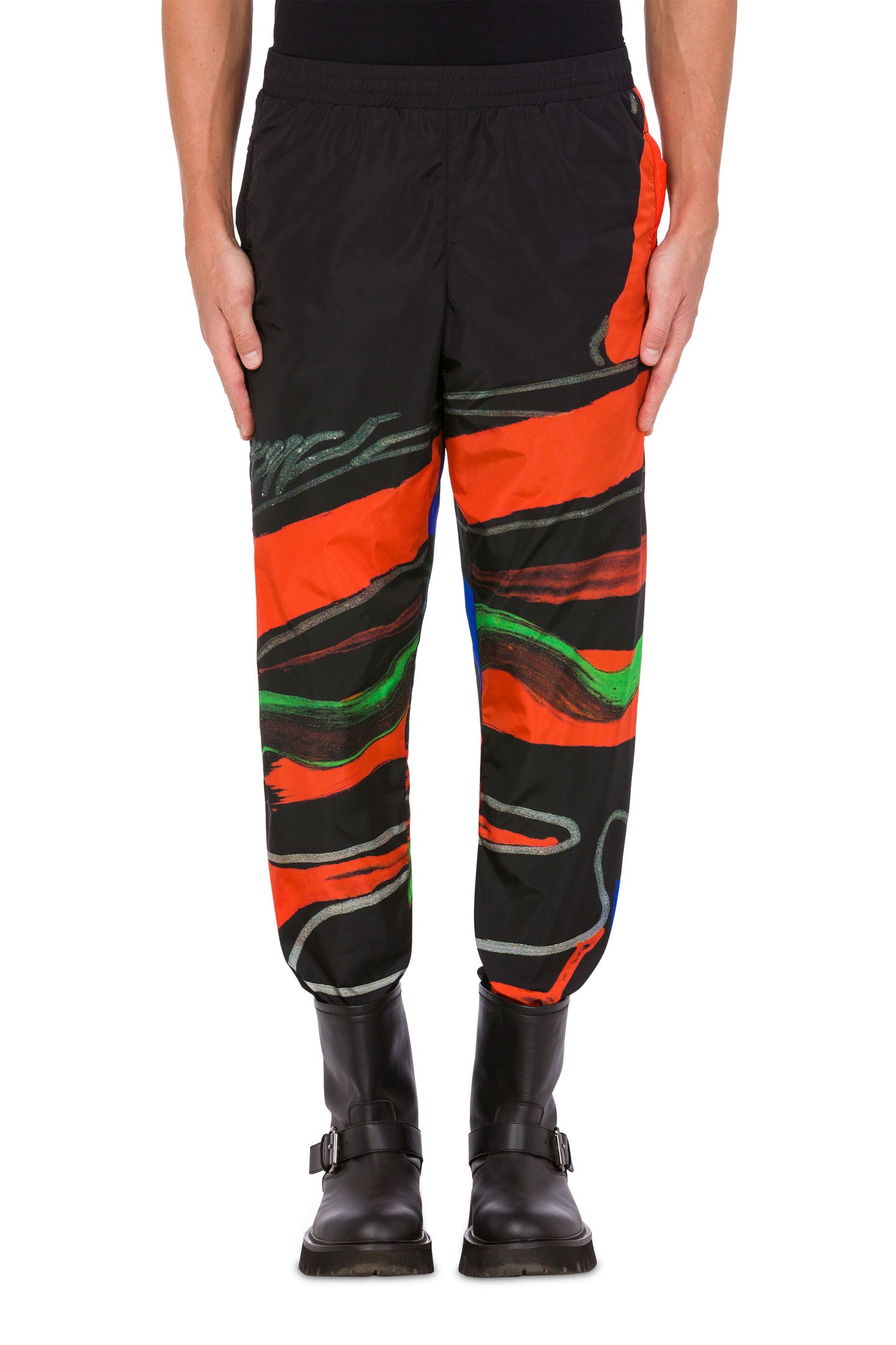 Moschino Nylon Trousers Tony Viramontes Archive Black Maat: 46 | Joggingbroeken Outlet | Heren | Zwart