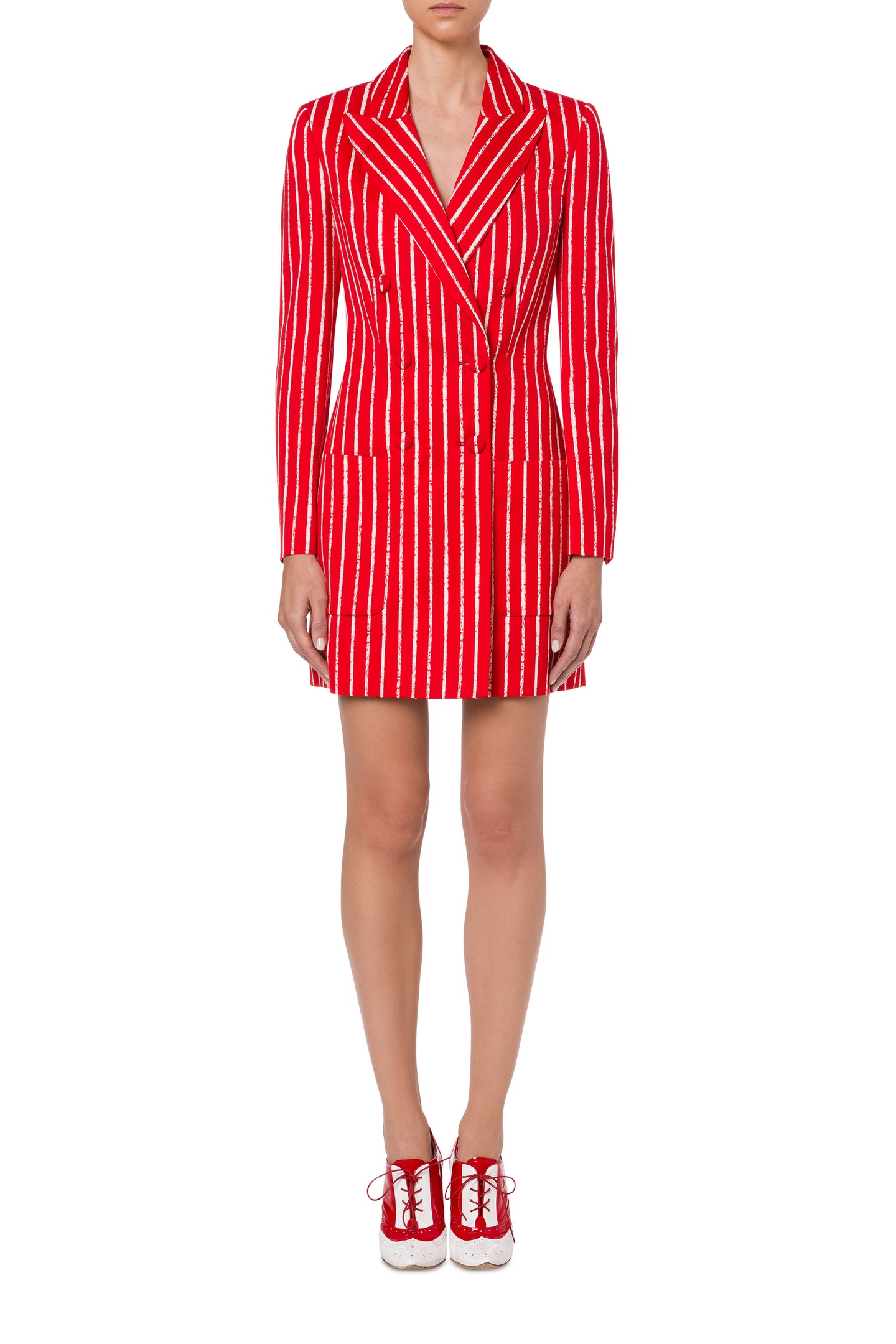 Moschino Robe Manteau In Twill Pinstripes Red Maat: 40 | Blousejurken Outlet | Dames | Rood