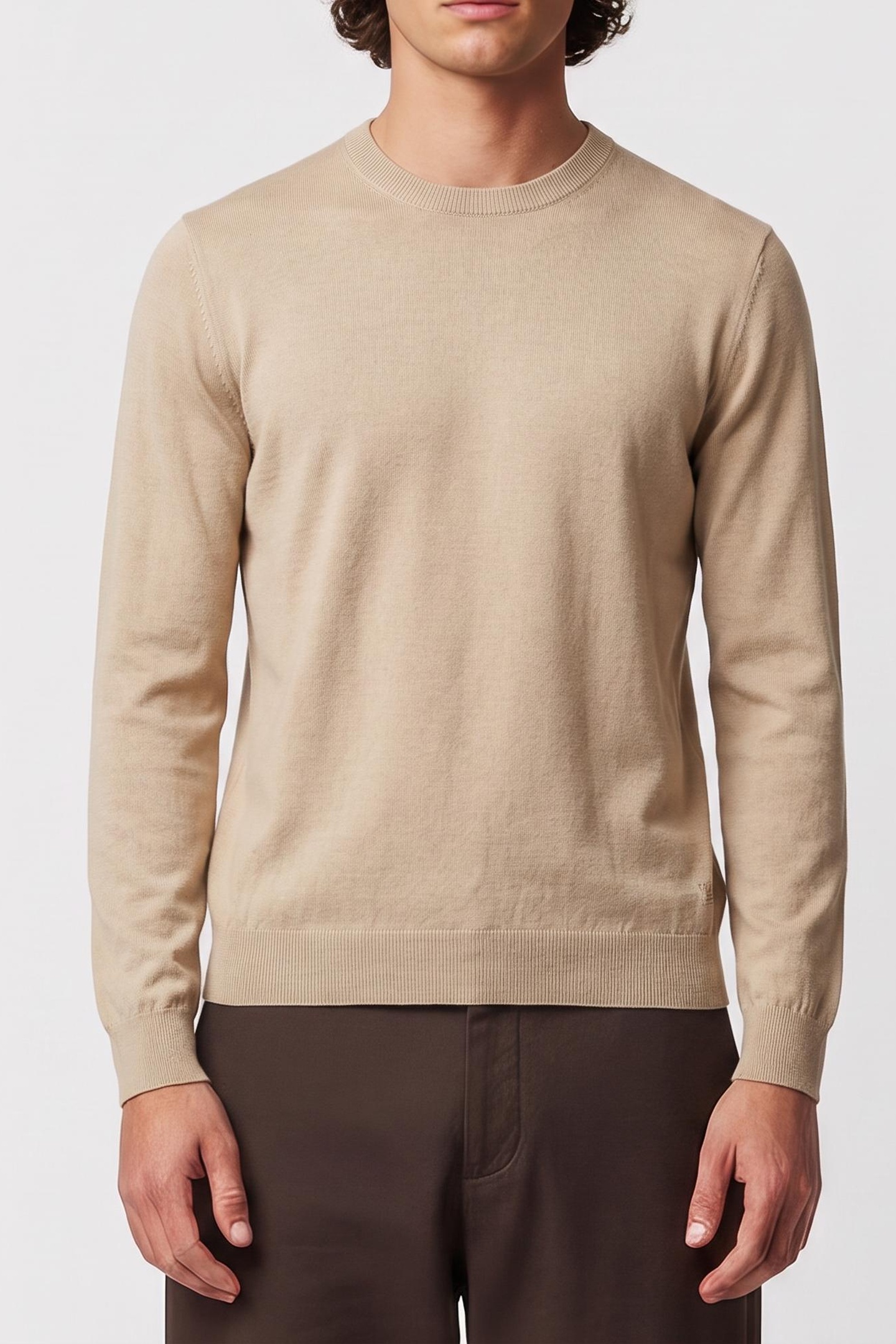 GUESS Cn Ls Silk Cotton Sw Hazel Wood Taglia: S | Maglioni a maglia Outlet | Uomo