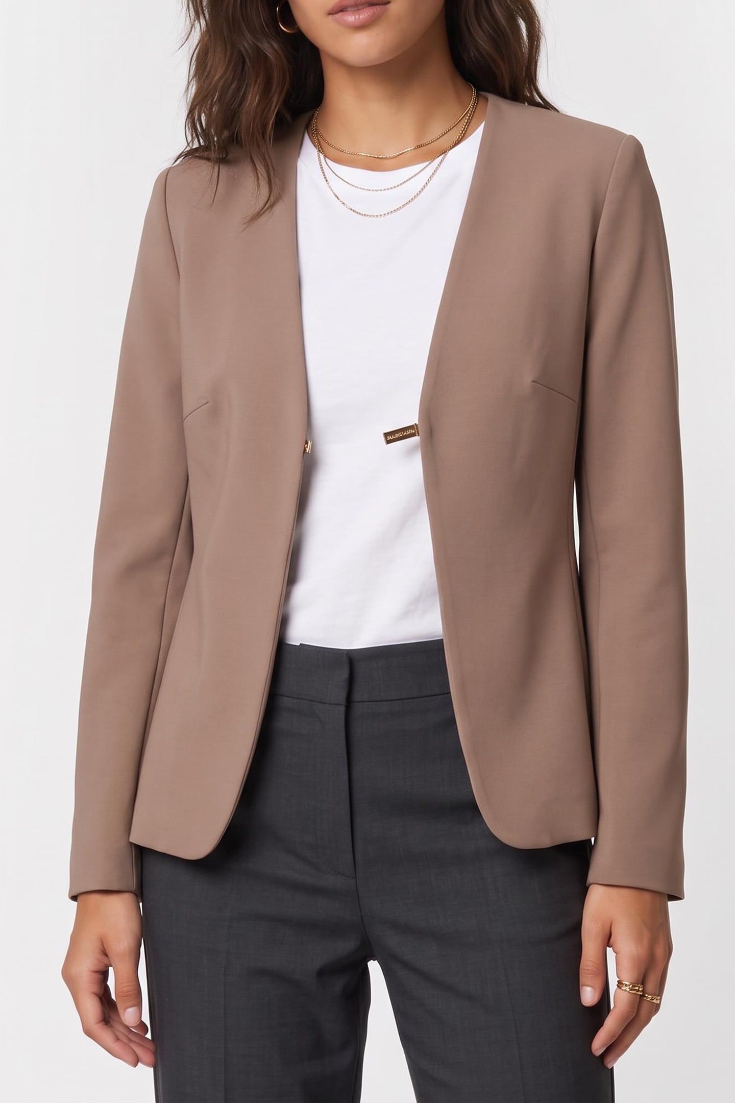 GUESS Gwen Front Open Blaz Buff Taupe Taglia: 36 | Blazers Outlet | Donna | Nero