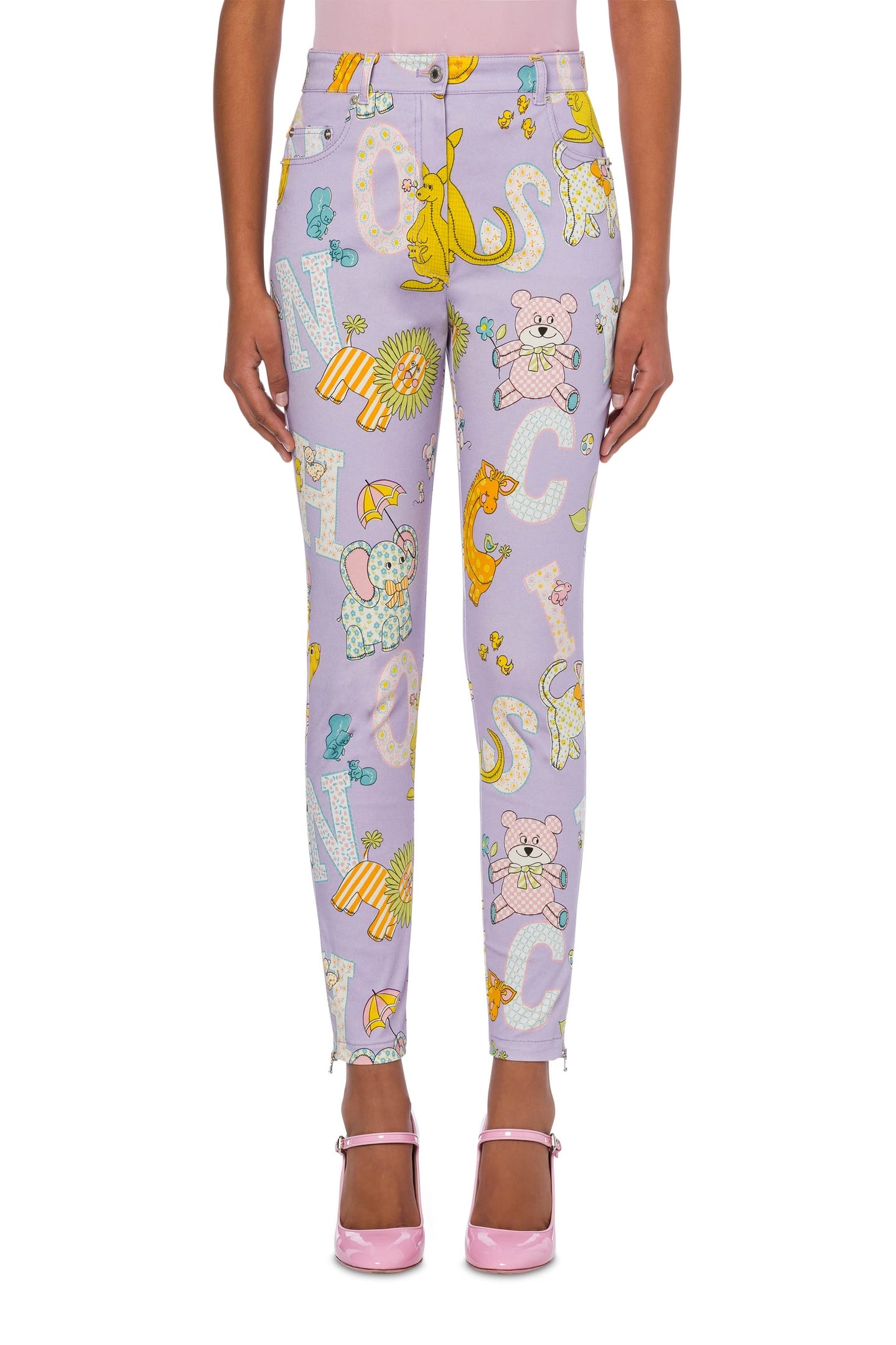 Moschino Circus Logo Gabardine Trousers Purple Maat: 40 | Skinny Broeken Outlet | Dames | Paars