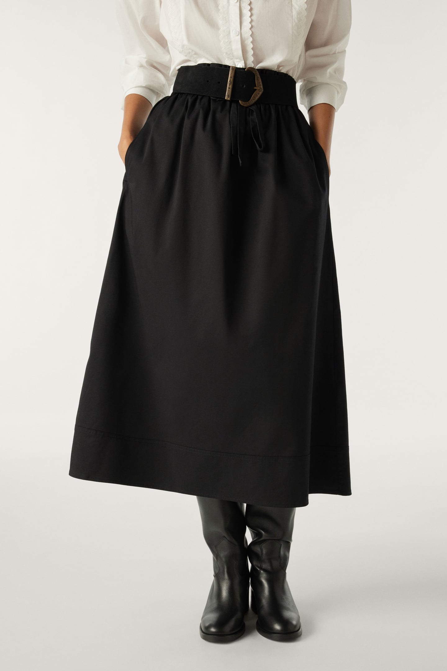 BA&SH Midaxi Black Maat: 40 | Midi Rokken Outlet | Dames | Zwart