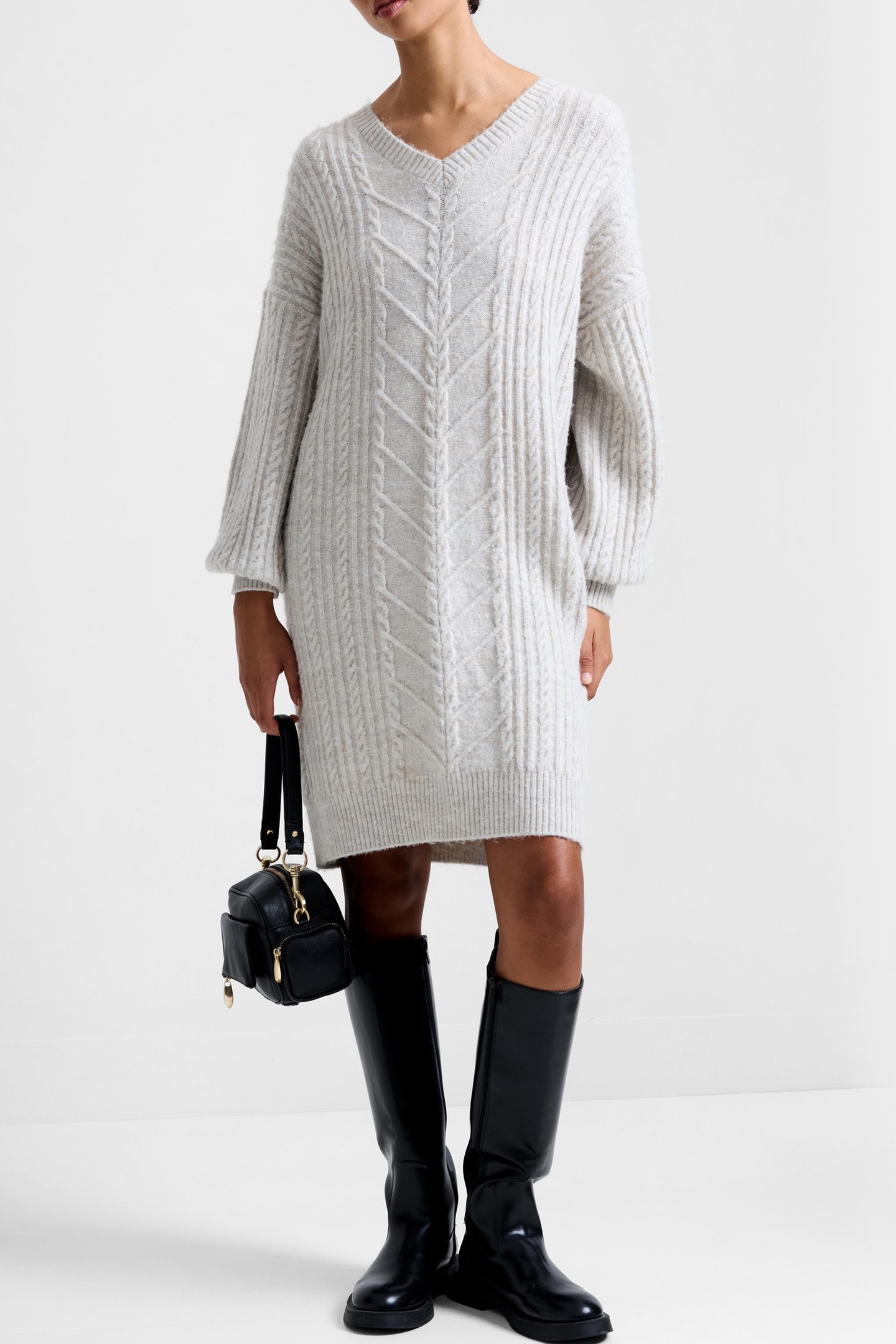 neutral knitted dress MARINE CABLE KNIT JUMPER PEBBLE | Online Outlet winter knitted dress