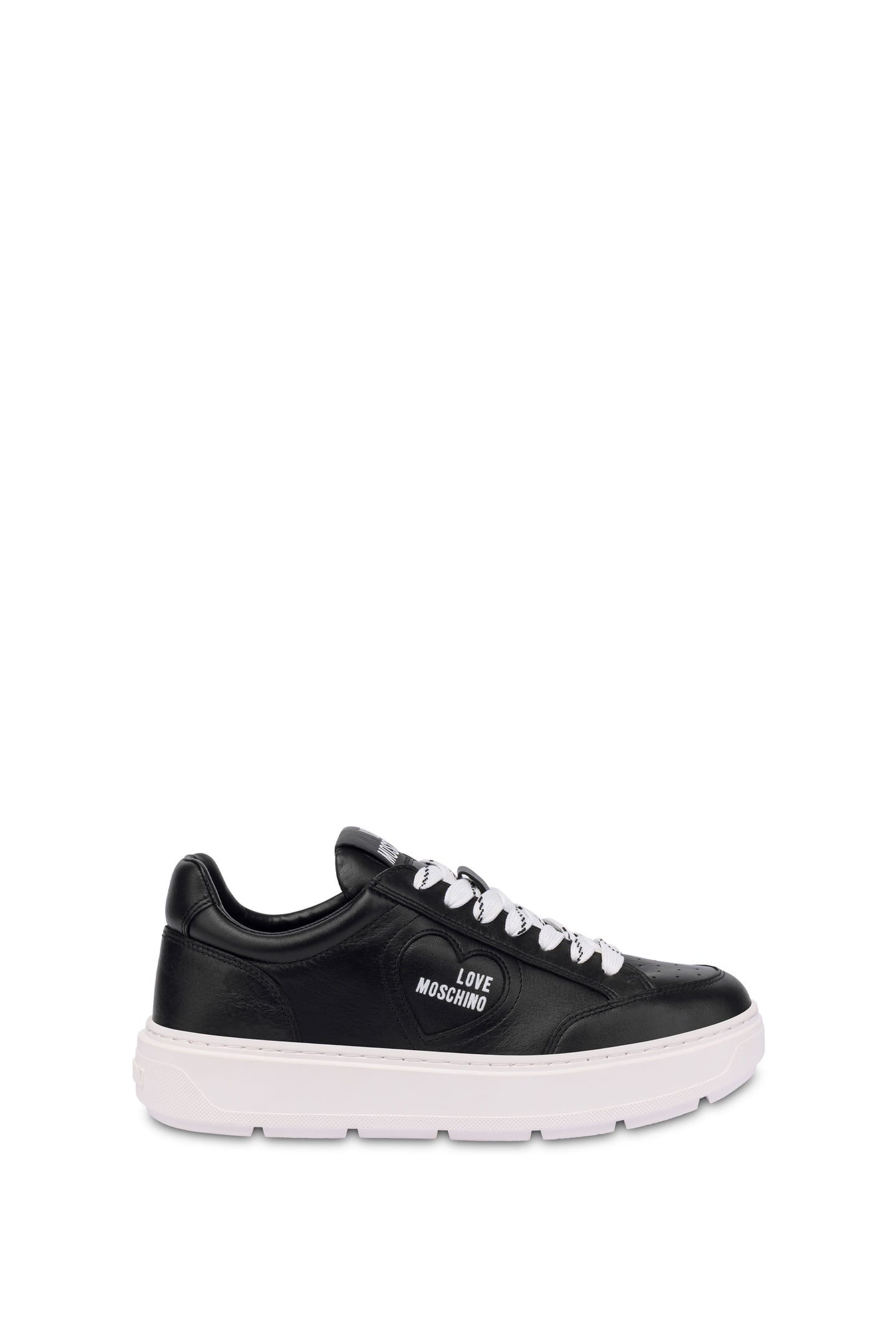 Moschino Black And White Leather Sneaker Black Maat: 41 | Sneakers Outlet | Dames | Zwart