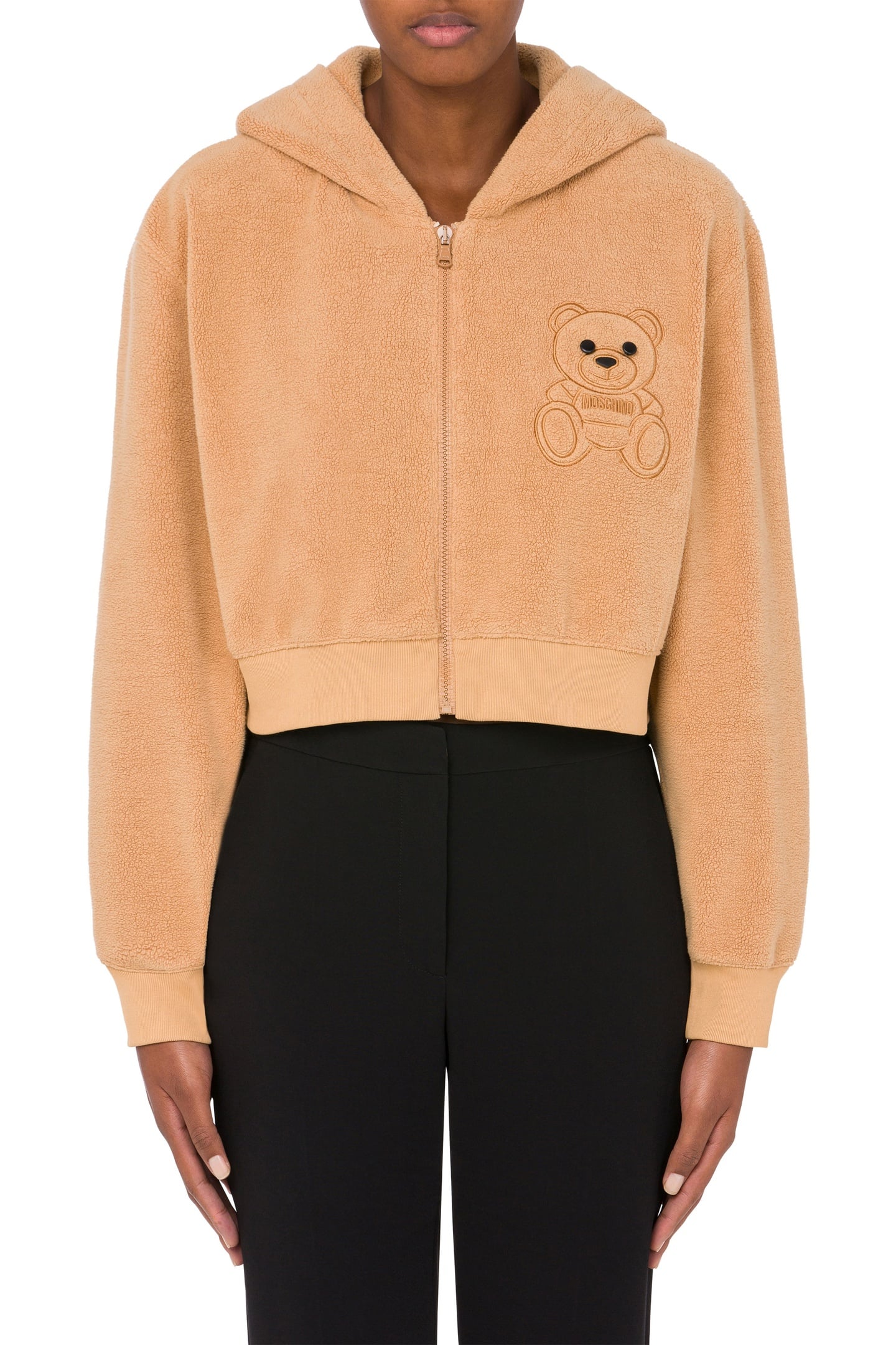 Moschino Cropped Cotton Sweatshirt  Teddy Bear Beige Maat: 40 | Longsleeves Outlet | Dames | Beige