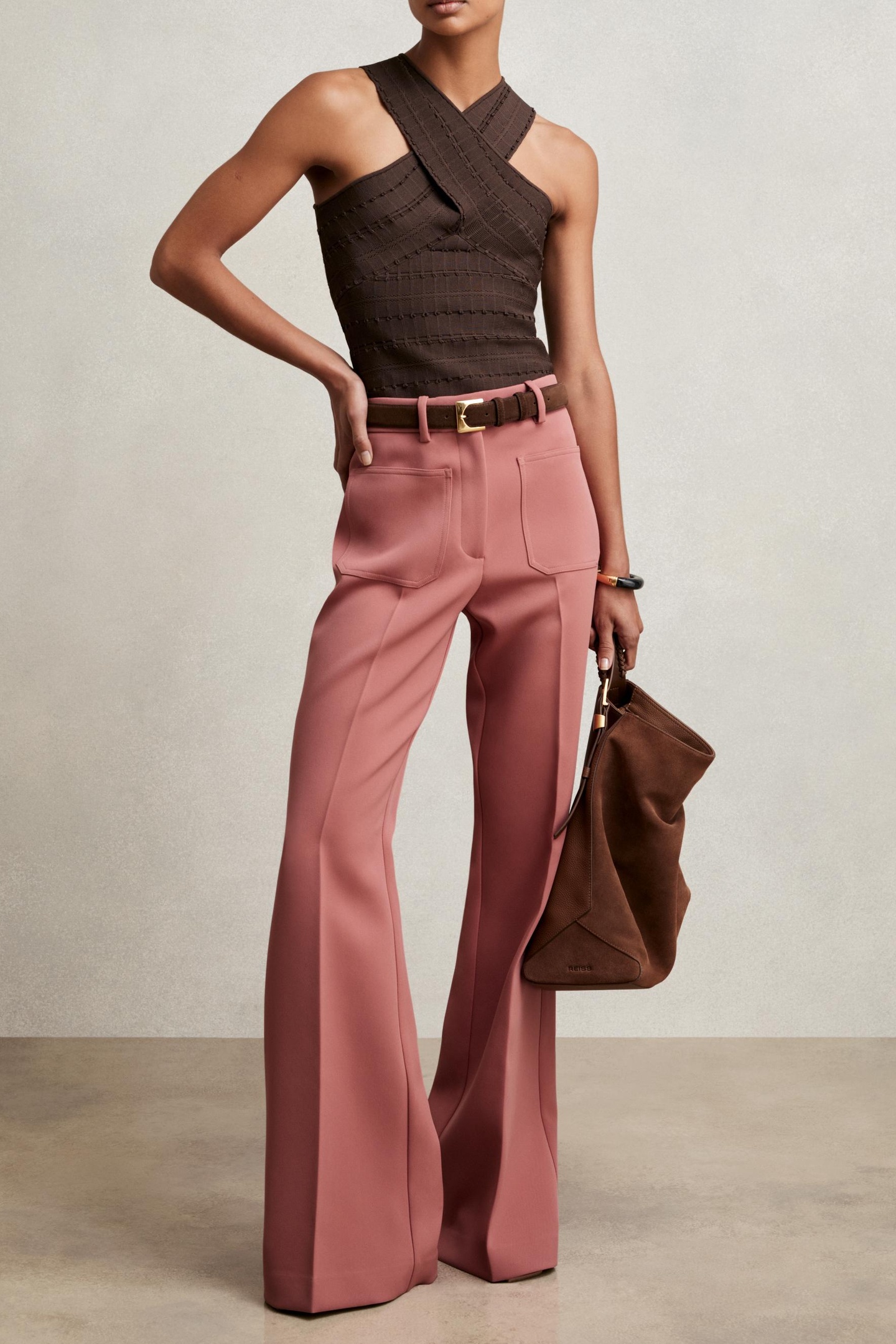 Reiss Flare Trouser Pink Maat: 4L | Pantalons Outlet | Dames | Roze
