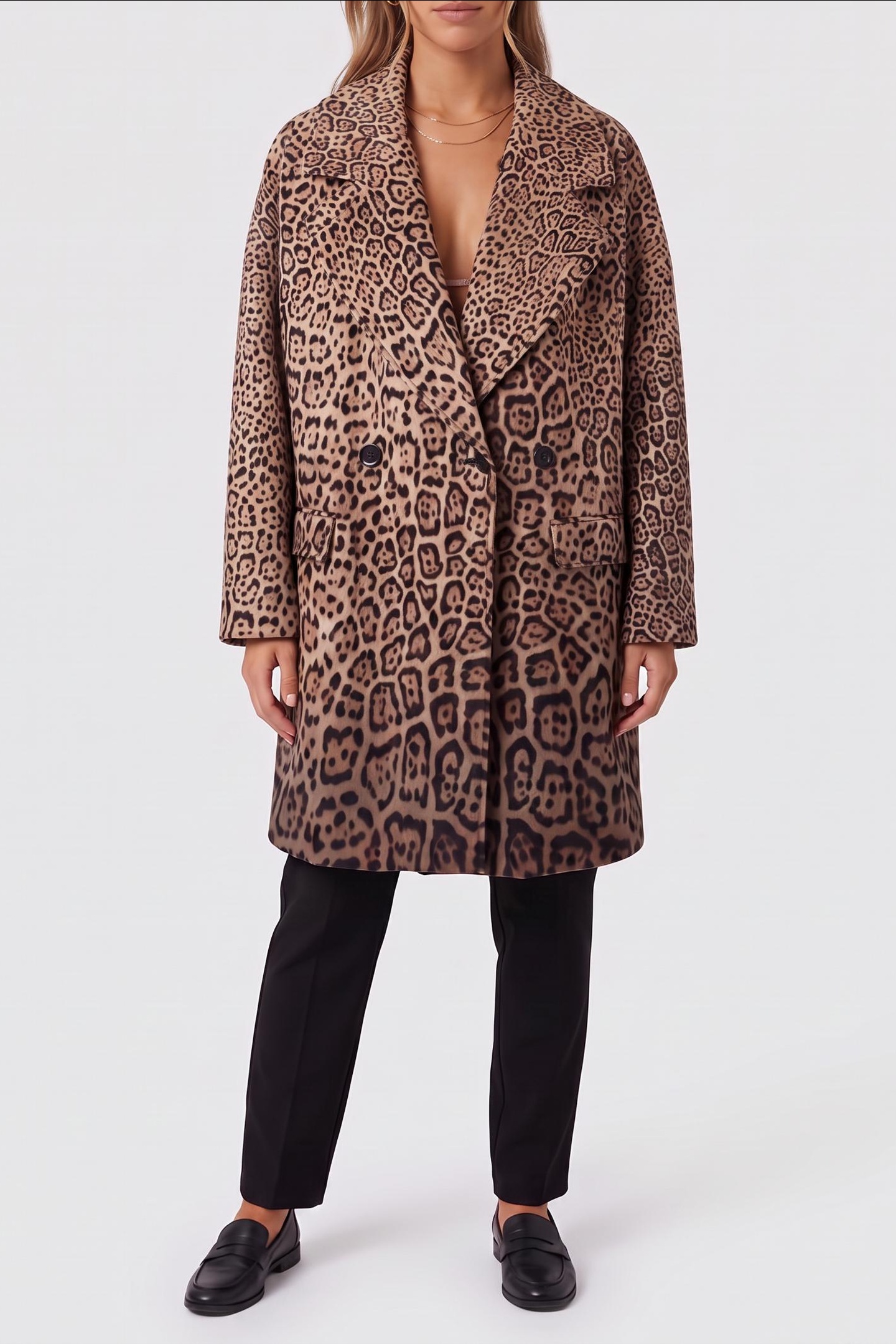 GUESS Mina Double Breasted Charming Leopard Deg Taglia: 38 | Trench Outlet | Donna