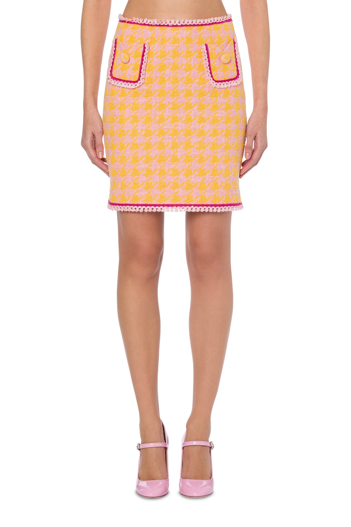 Moschino Houndstooth Skirt In Cotton And Nylon Orange Maat: 38 | Mini Rokken Outlet | Dames | Oranje