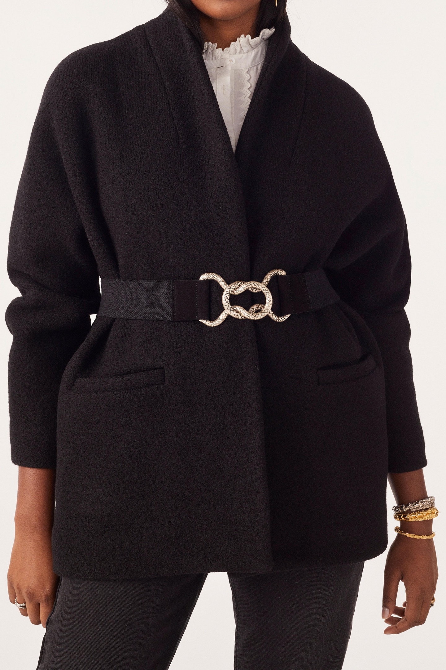 BA&SH Short Coat Black Maat: L | Single-Breasted Mantels Outlet | Dames | Zwart