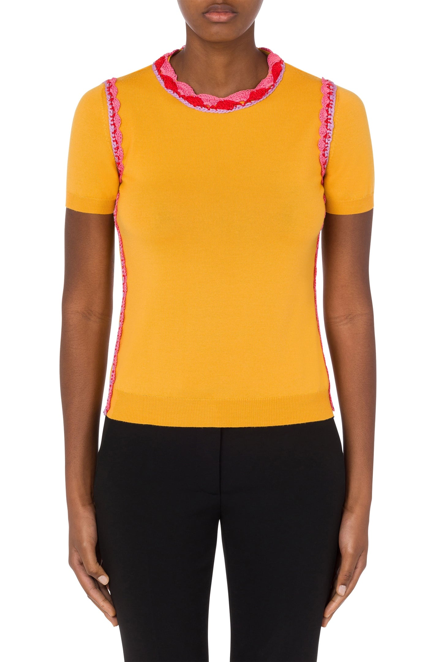 Moschino Wool Top Crochet Details Yellow Maat: 42 | Sweaters Outlet | Dames | Geel