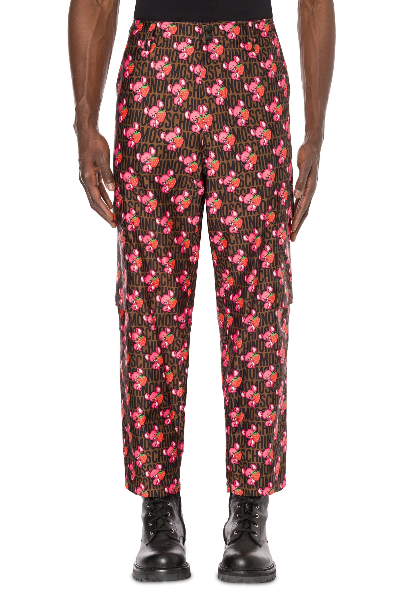 Moschino Gabardine Trousers Illustrated Animals Brown Maat: 50 | Cargobroeken Outlet | Heren | Bruin